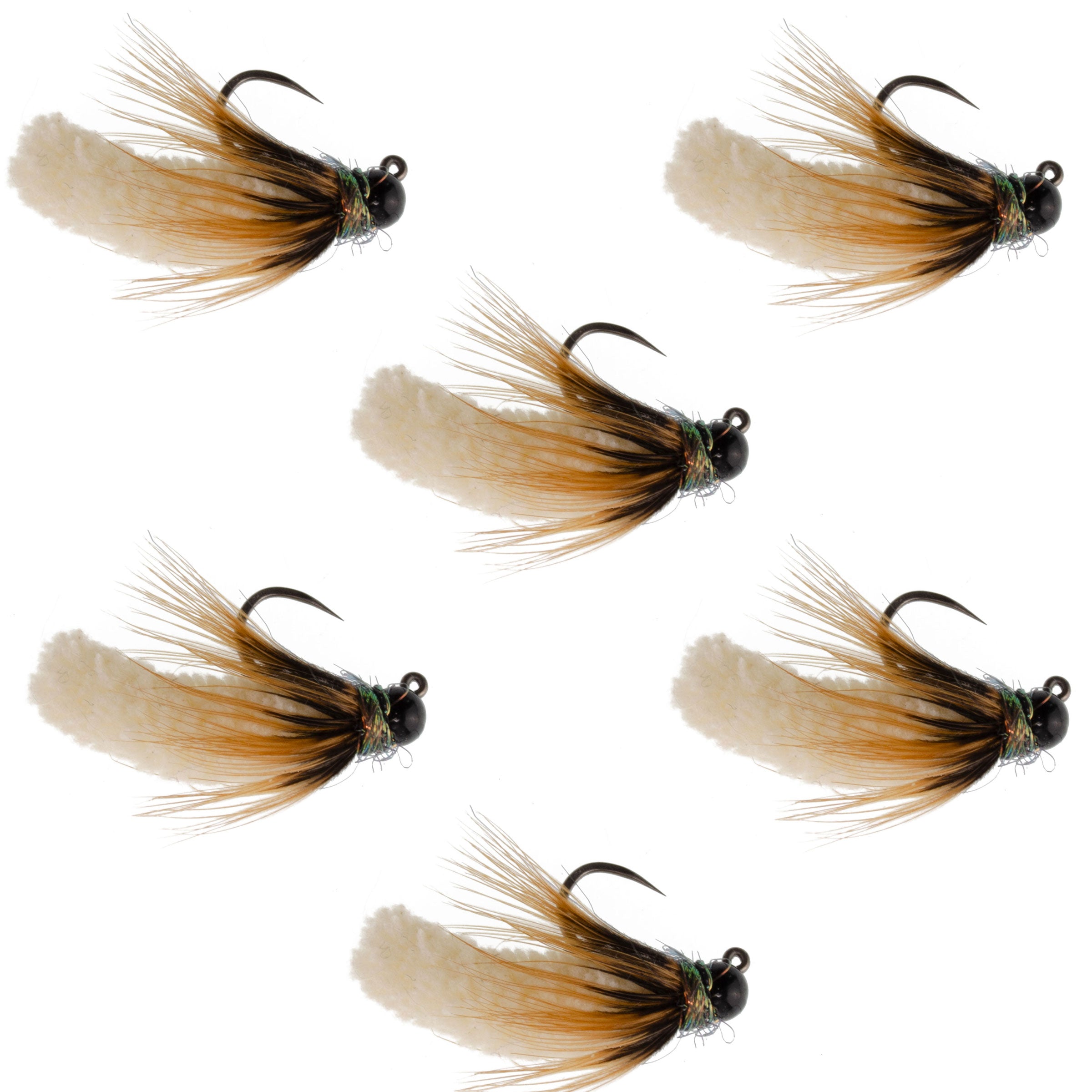 Tungsten Bead Cream Mop Fly Tactical Jig Euro Nymph - 6 Flies Size 14