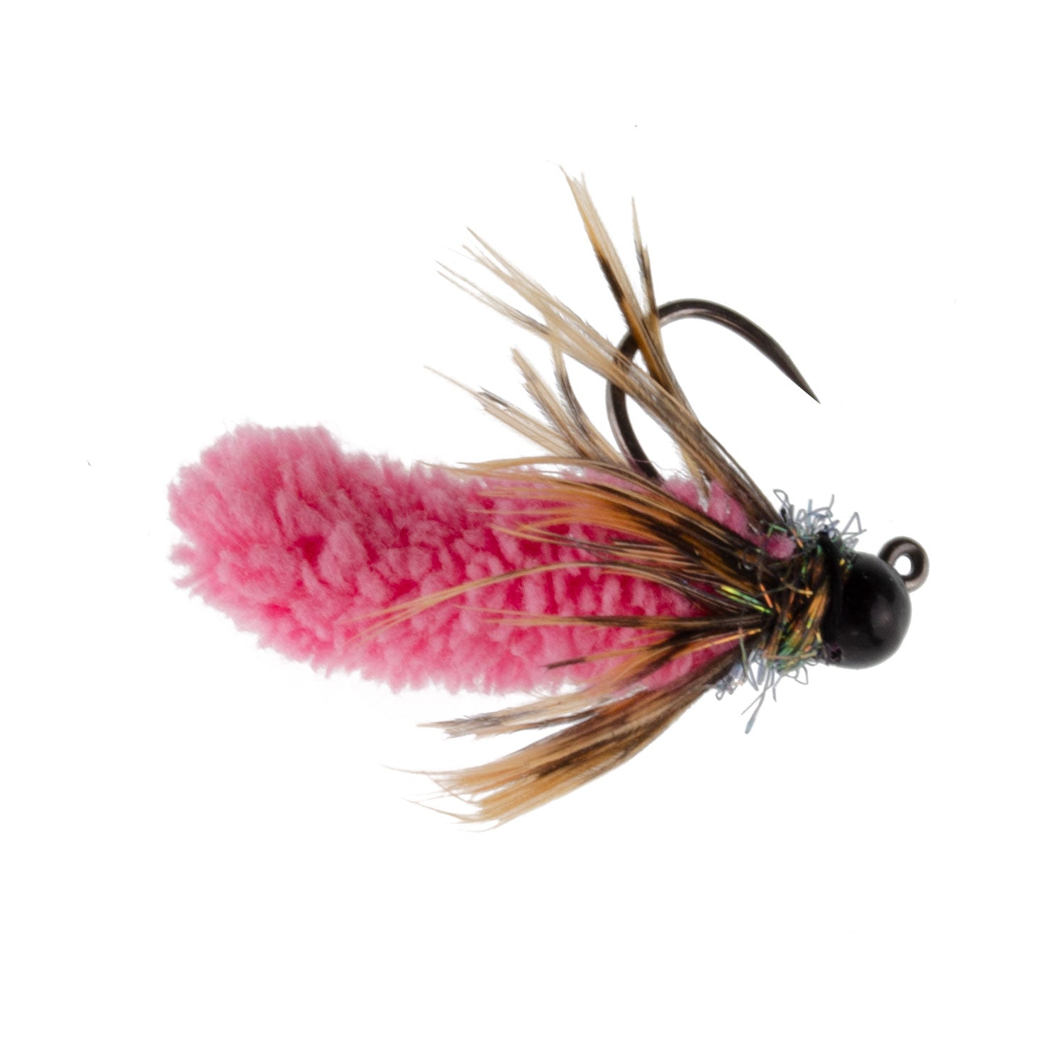 Tungsten Bead Hot Pink Mop Fly Tactical Jig Czech Euro Nymph Barbless Fly 6 Flies - Size 14