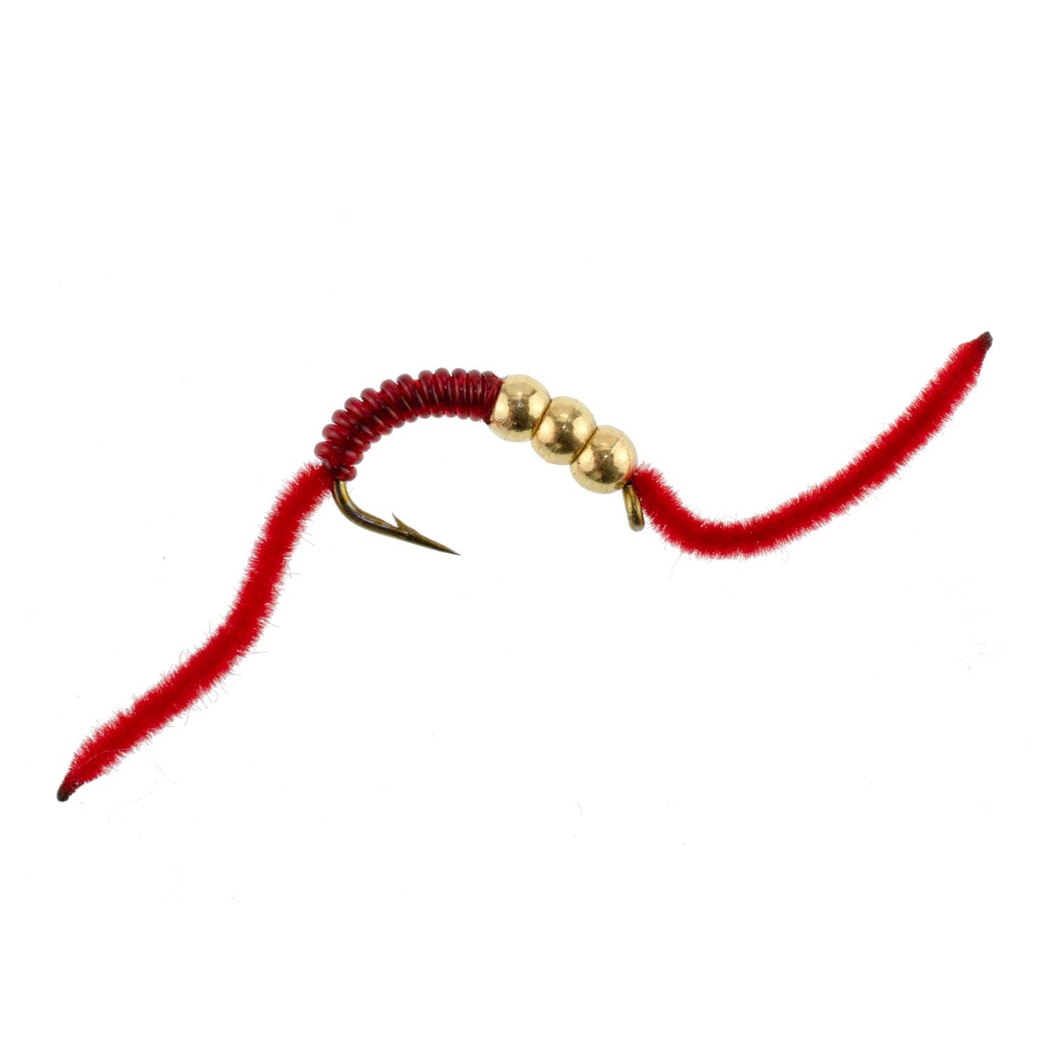San Juan Triple Tungsten Bead Power Worm Red V-Rib - 12 Flies Size 6