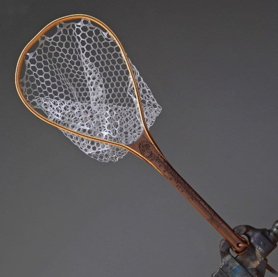 XL 18"x14" - Rainbow Trout Engraved - Natural Fly Fishing Traditional Landing Net - Handcrafted & Made in USA