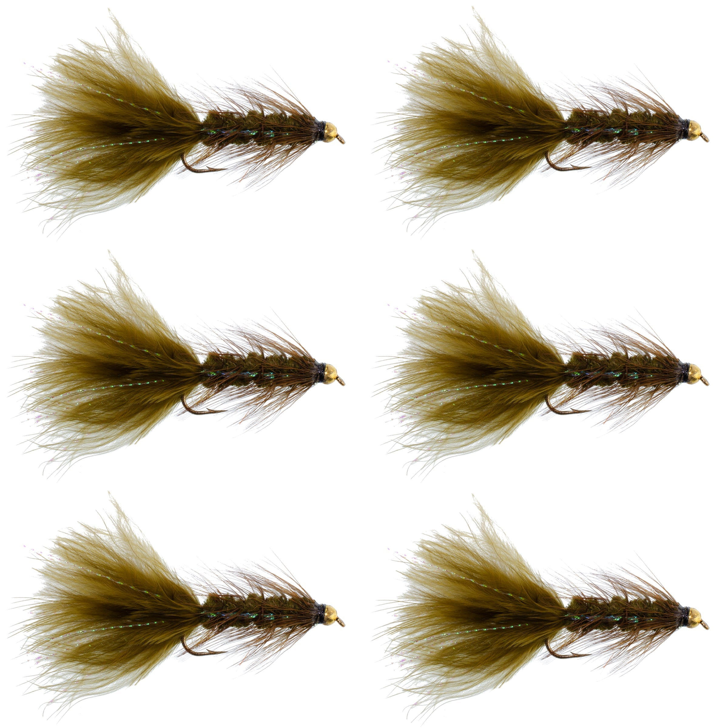 Moscas Streamer clásicas con cabeza de cuentas de cristal Woolly Bugger, juego de 6 moscas para pesca con mosca de trucha, tamaño de anzuelo 4