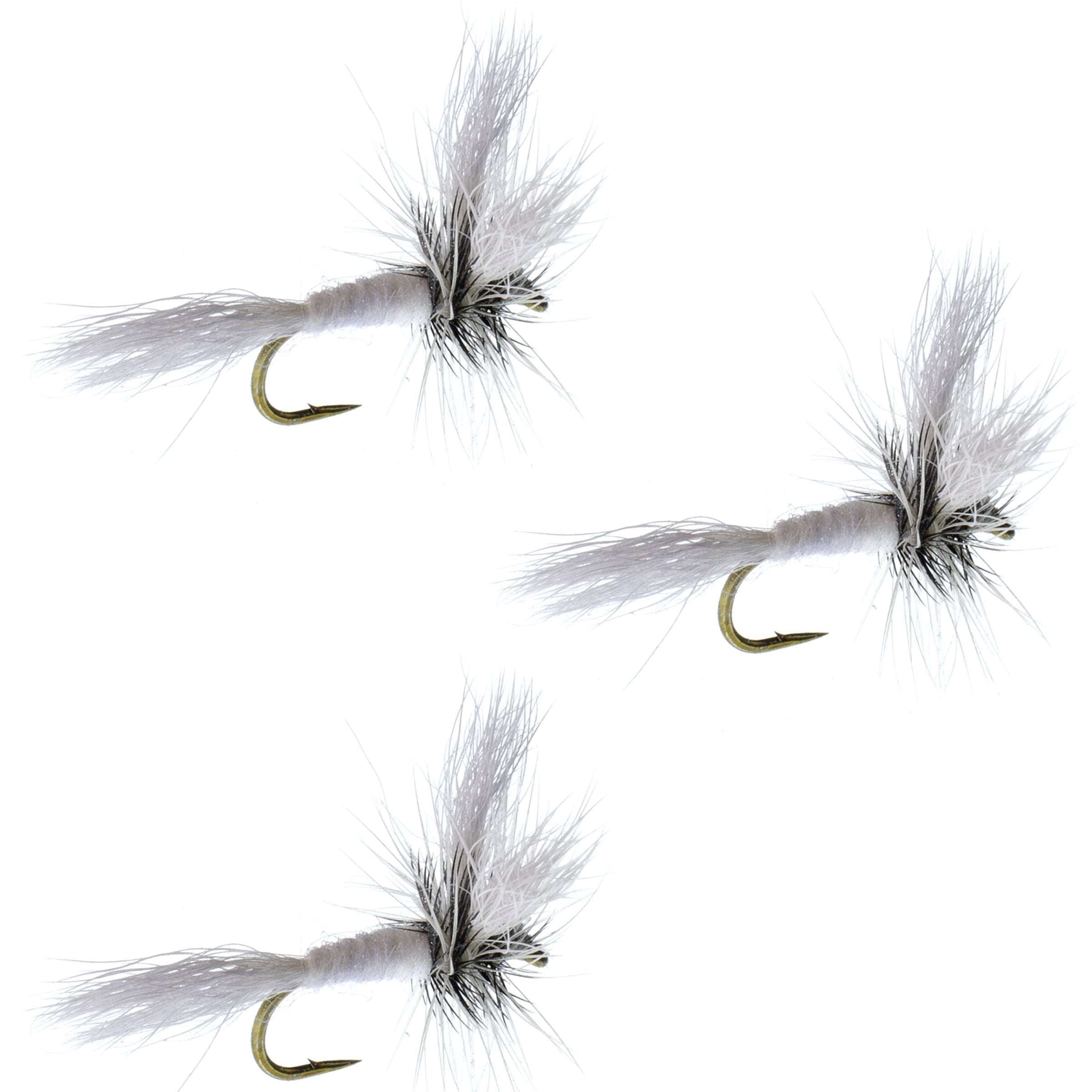 3 Pack Barbless White Wulff Classic Hair Wing Dry Fly - Hook Size 10