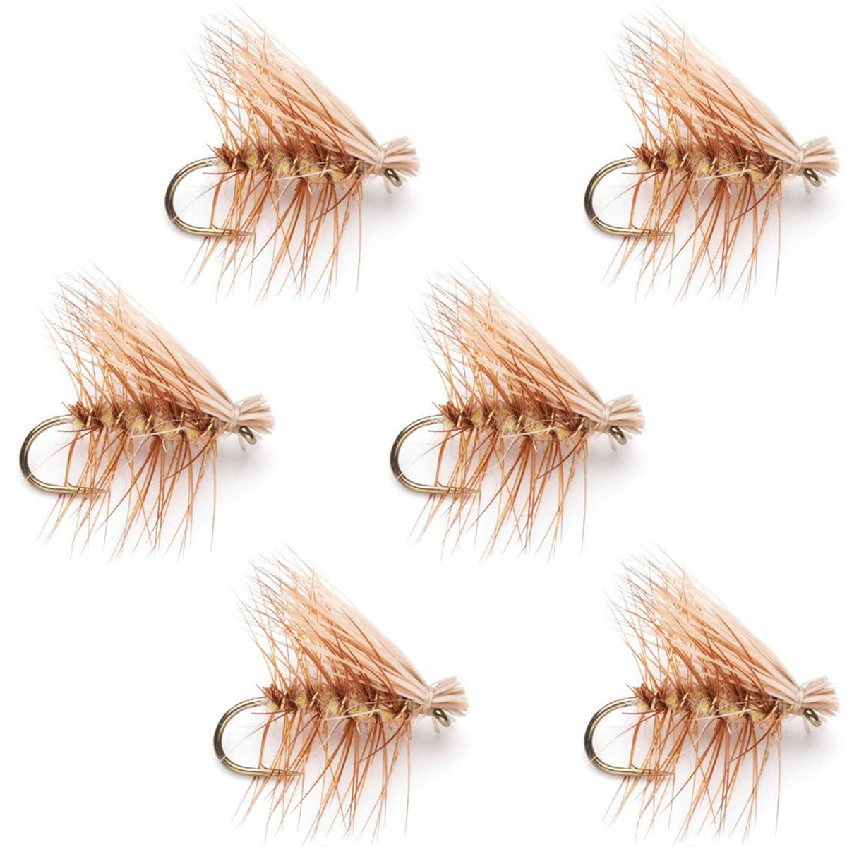 Yellow Elk Hair Caddis Classic Trout Dry Fly - Set of 6 Flies Size 18
