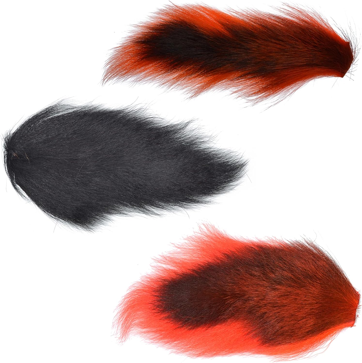 Pro Grade Medium Bucktails Master Pack - 3 Colors - Black Red Orange Tube Fly Streamer Deer Tail Hair