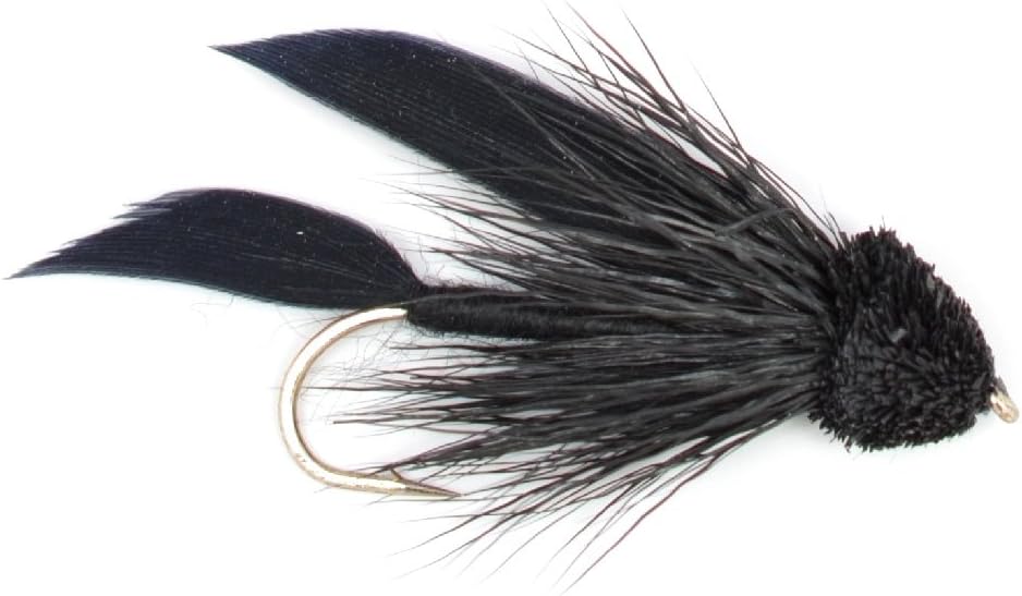 Moscas de pesca con mosca Black Muddler Minnow, serpentinas clásicas, juego de 4 anzuelos para moscas, tamaño 4