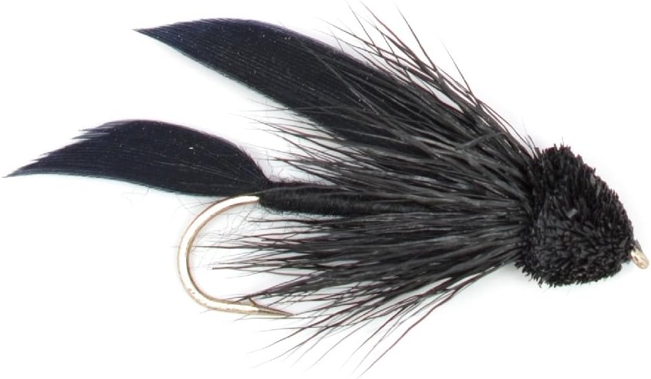 Black Muddler Minnow Fly Fishing Flies - Classic Streamers - Set of 4 Flies Hook Size 8