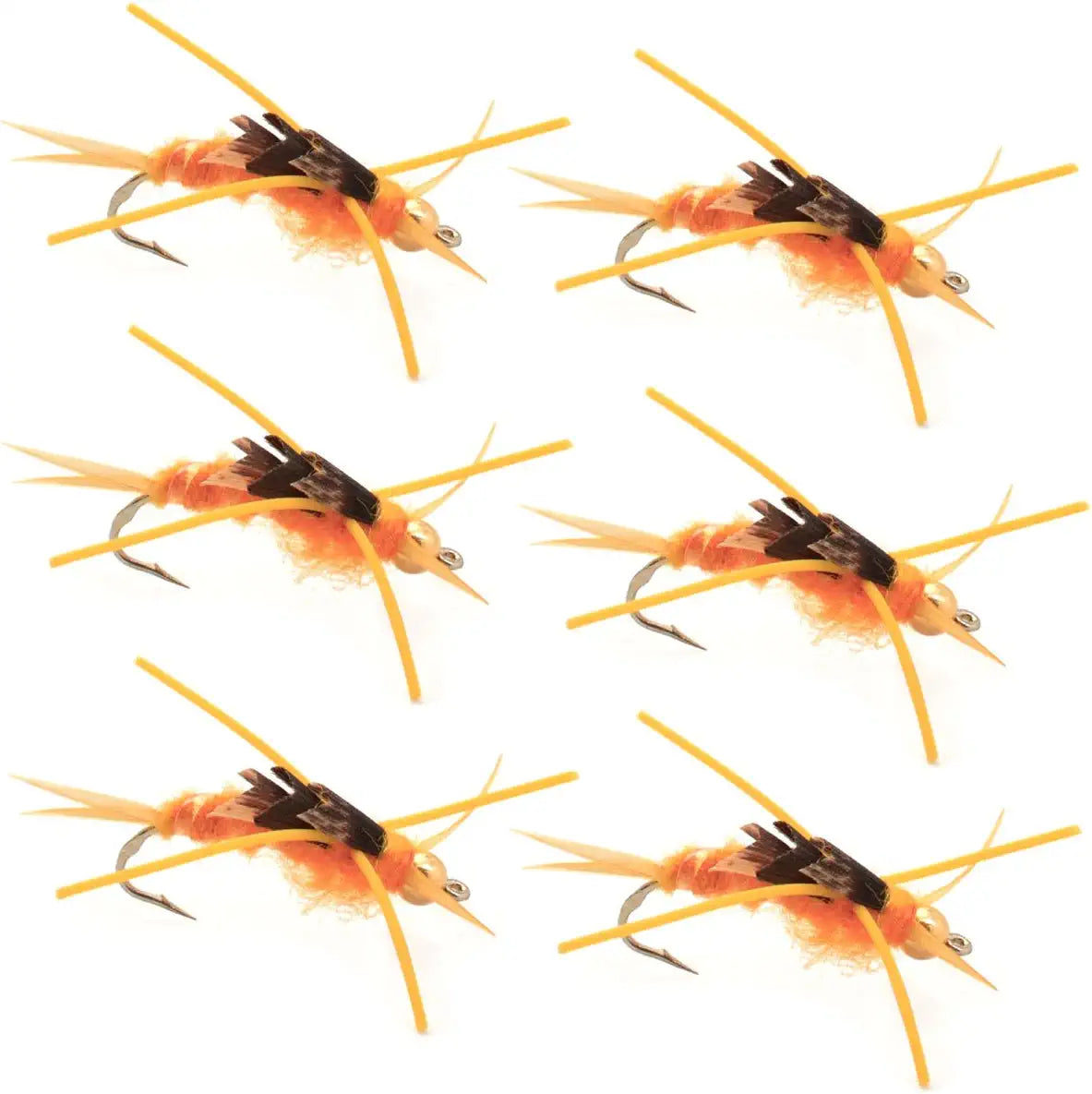 Gold Bead Kaufmann's Golden Stone Fly con patas de goma - Stonefly Wet Fly - 6 moscas anzuelo tamaño 12