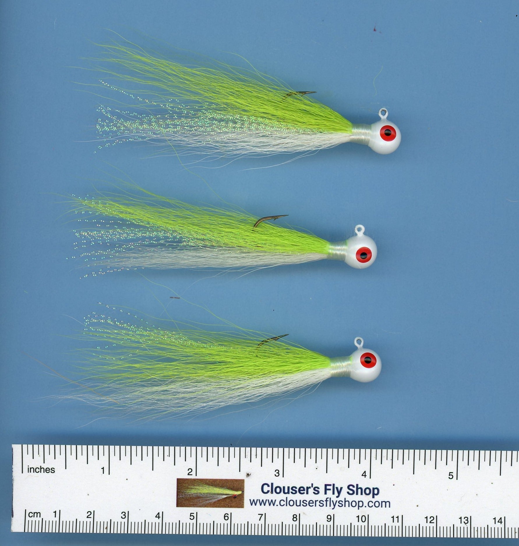 Bucktail Jigs 3 pak with Painted Heads & Eyes 1/8 oz 3 pack