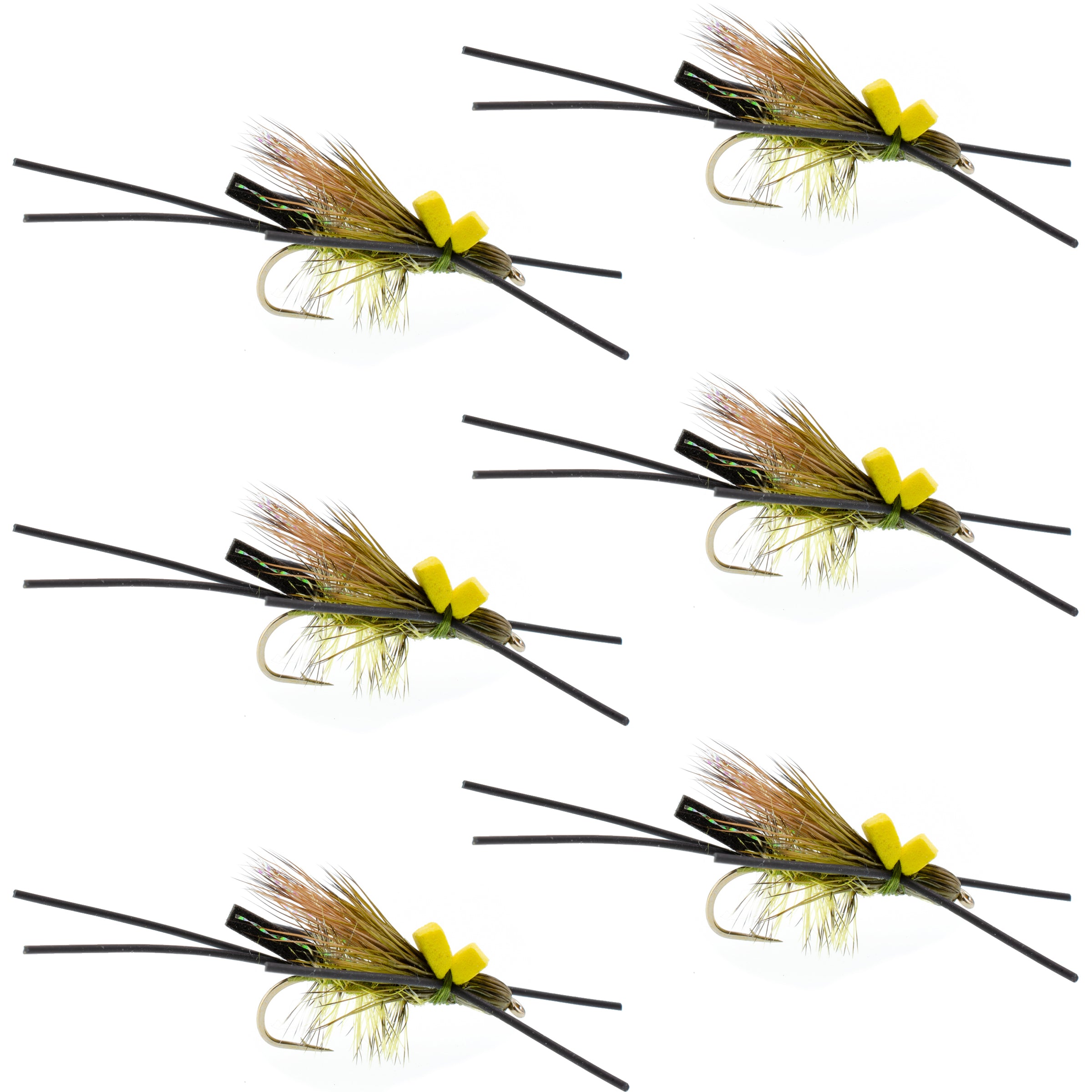 Long Tail Skwala Stone Fly Dry Trout Flies - Adult Squalla Stonefly Dry Fly - 6 Flies Hook Size