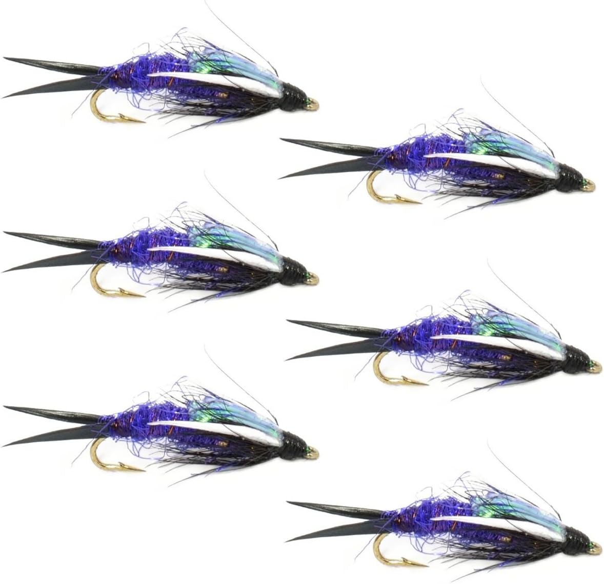 Double Bead Purple Psycho Prince Nymph Fly Fishing Flies - 6 Flies Hook Size 8