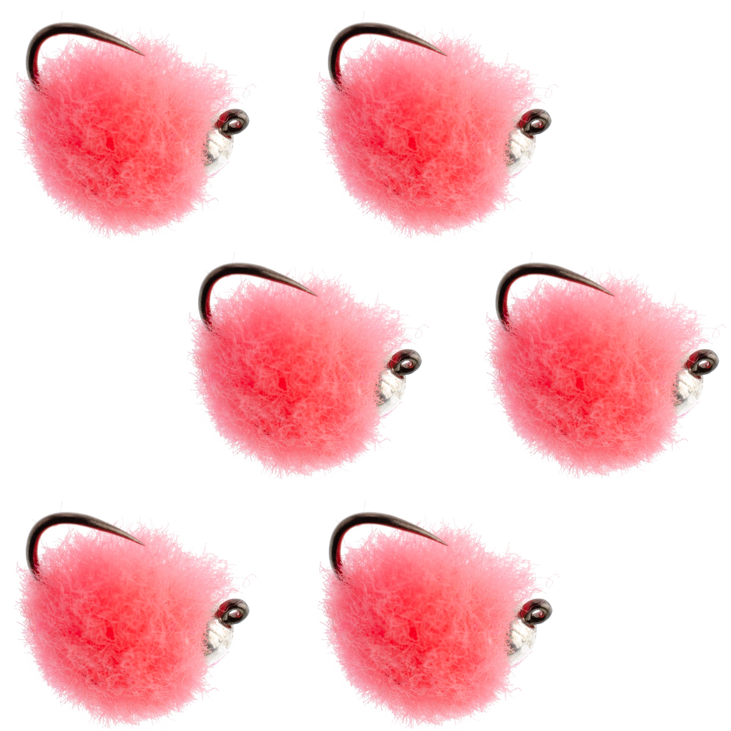 Tungsten Bead Tactical Euro Jig Egg Barbless Czech Nymph Fly in Pink Size 16, pack of 6 for trout fishing