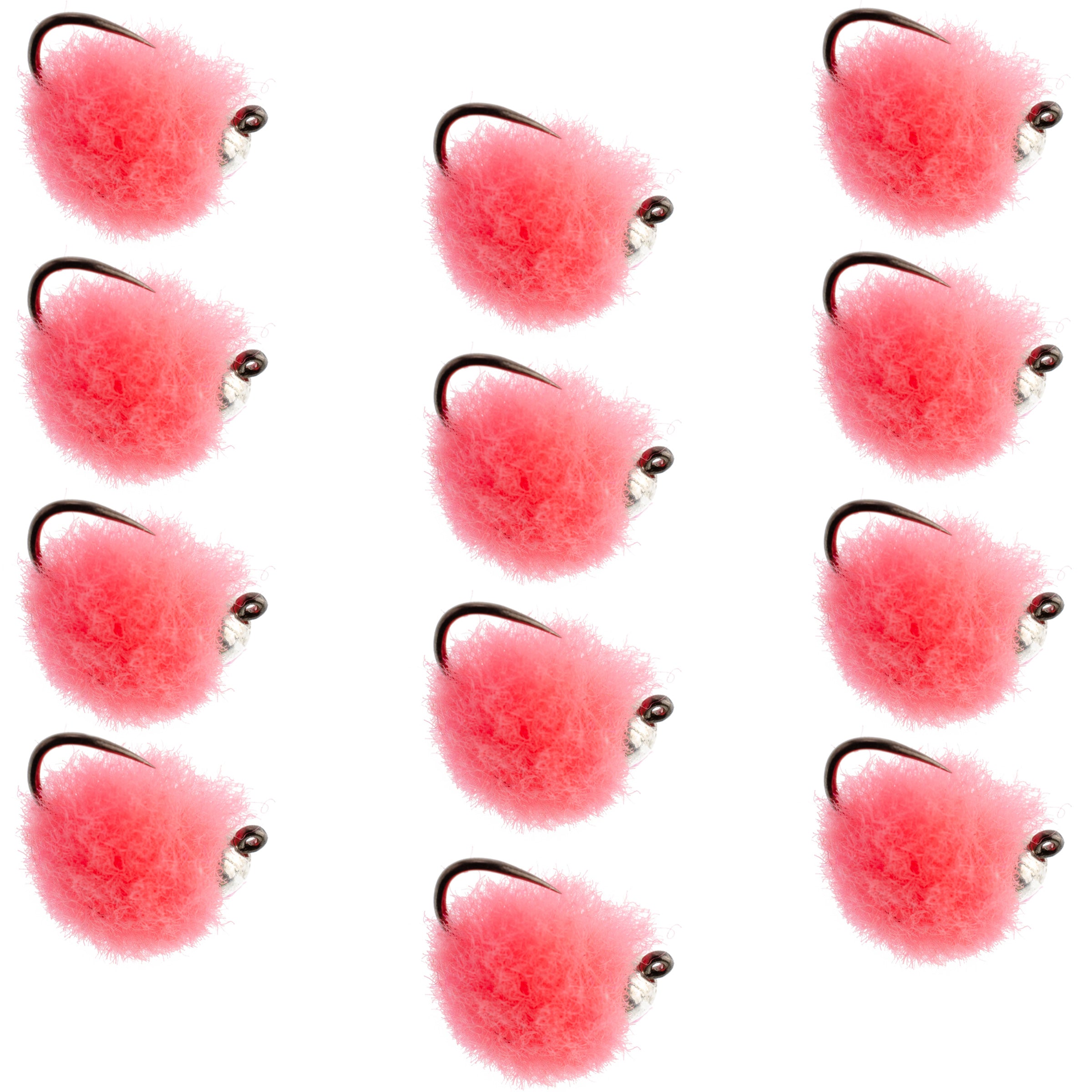 Bright pink jig egg wet flies for effective trout fishing with durable hooks