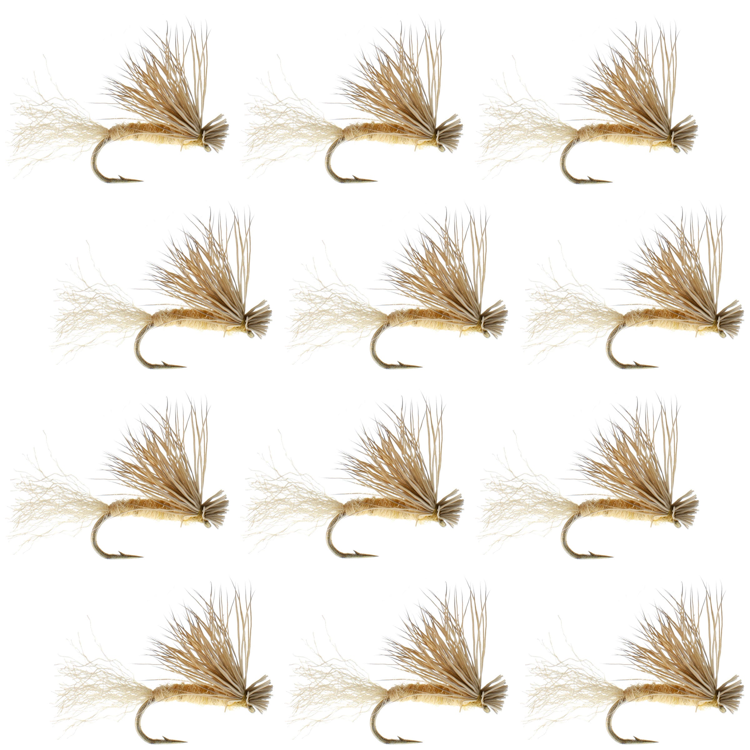 Tan X Caddis Emerging Caddis Adult Trout Dry Fly - 1 Dozen Flies Hook Size 14