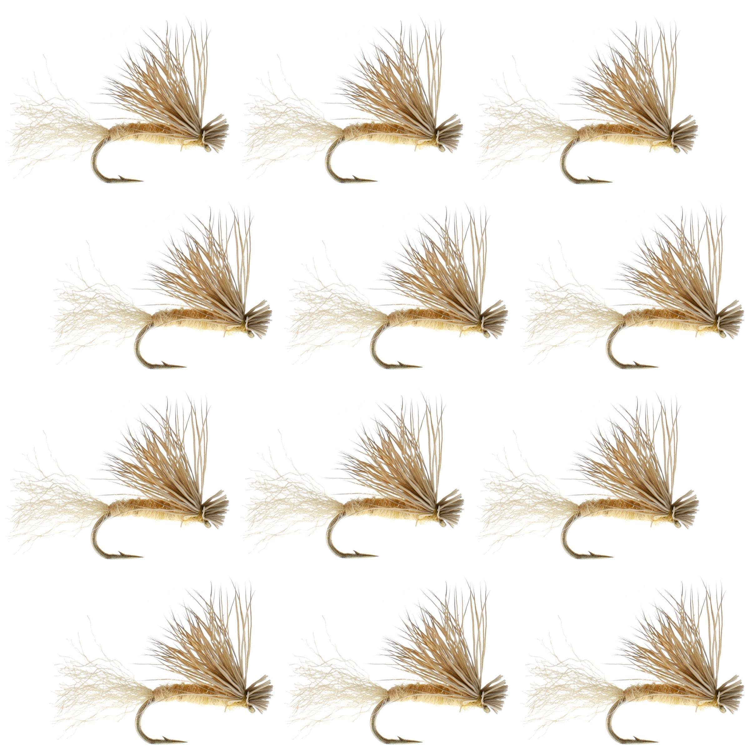 Tan X Caddis Emerging Caddis Adult Trout Dry Fly - 1 Dozen Flies Hook Size 18