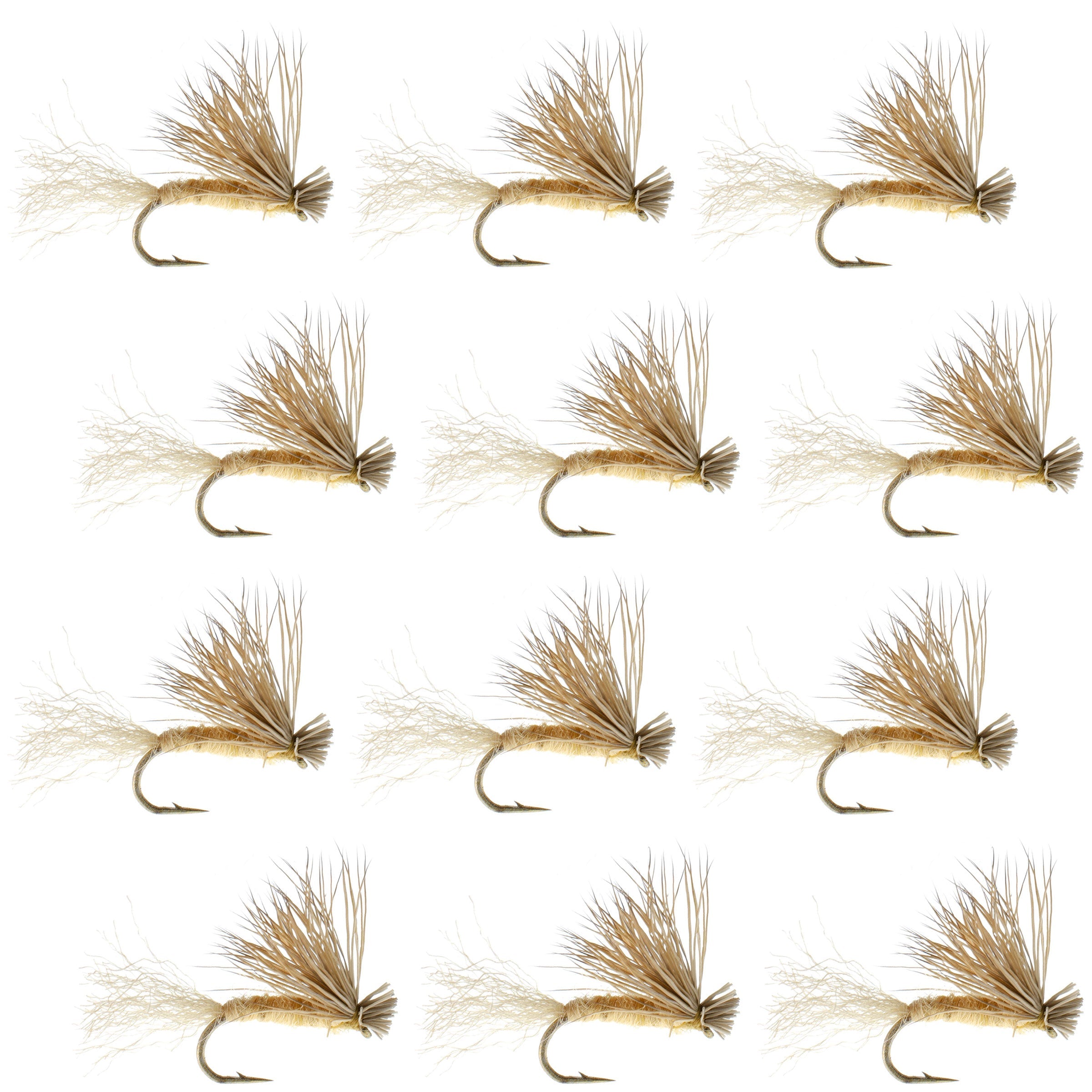 Tan X Caddis Emerging Caddis Adult Trout Dry Fly - 1 Dozen Flies Hook Size 16