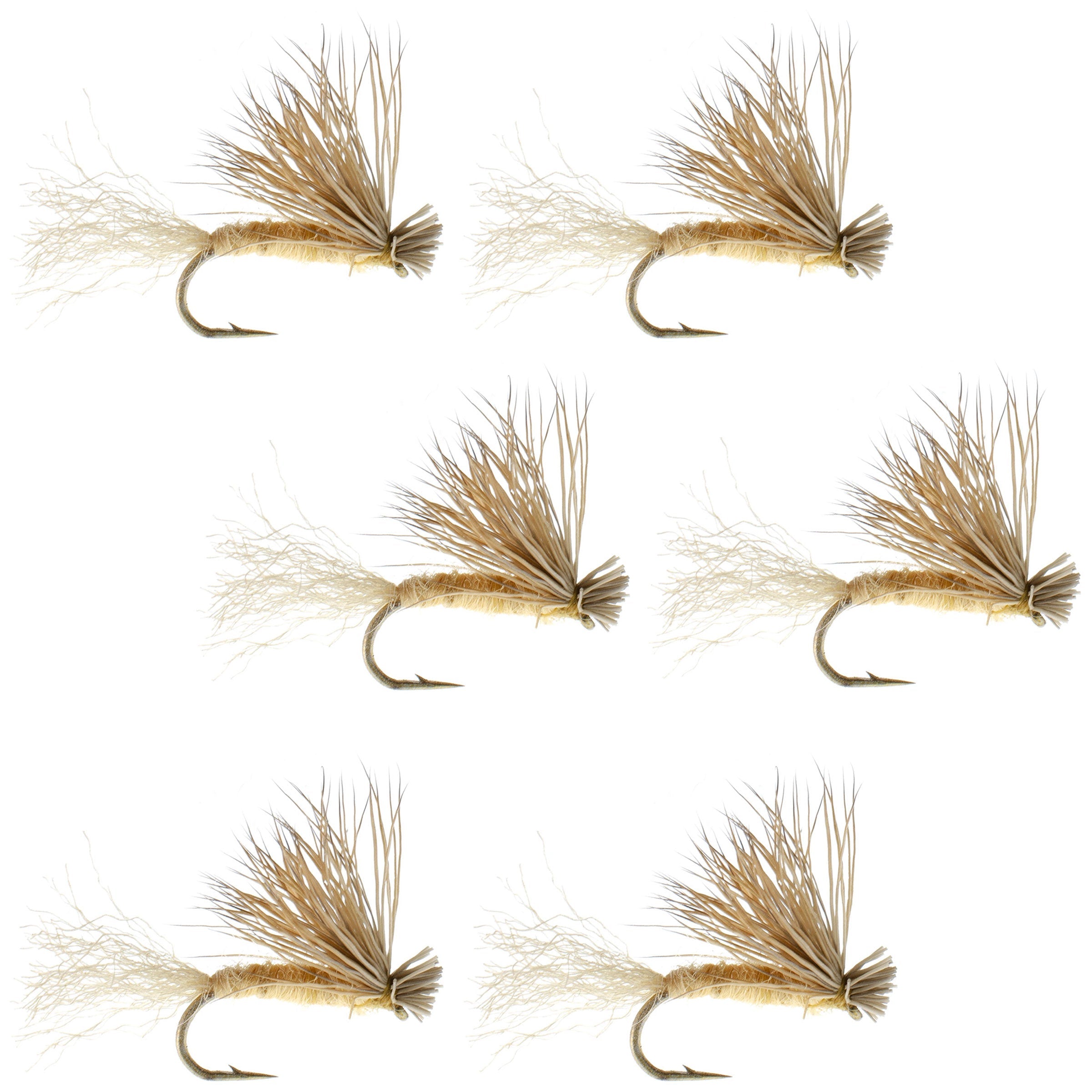 Tan X Caddis Emerging Caddis Adult Trout Dry Fly - 6 Flies Hook Size 16