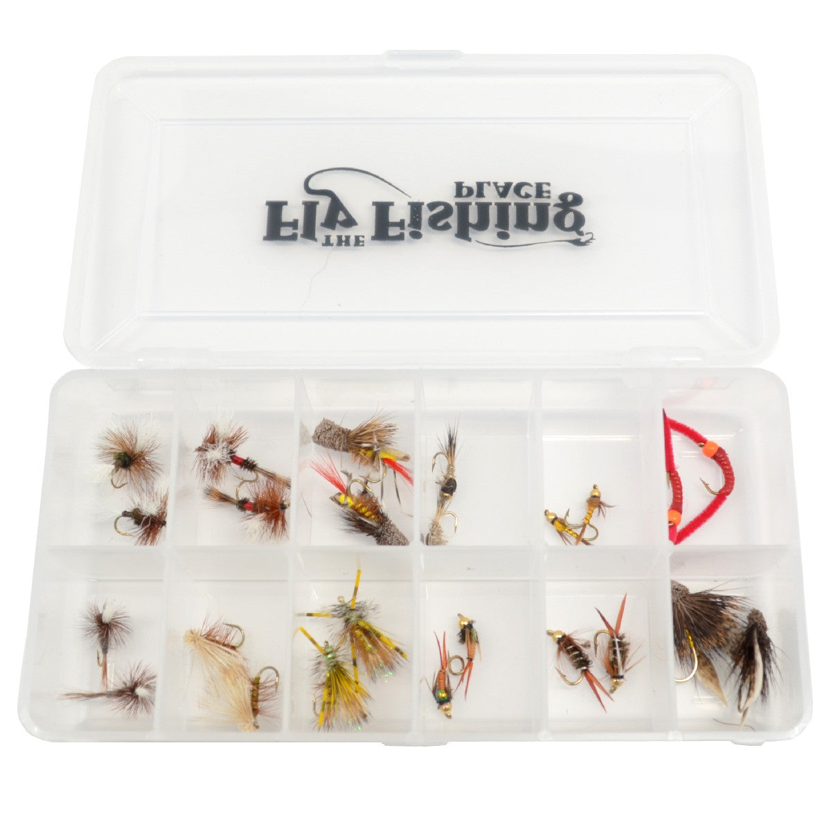 Trout Flies Assortment - 24 Flies for Trout Fly Fishing with Fly Box - Essential Dry and Wet Fly Selection for All Trout Fly Fishing