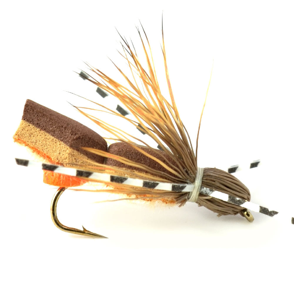 The Fly Fishing Place Foam Hopper Fly Fishing Flies Assortment - 12 Flies - 2 Each of 6 Grasshopper Dropper Hoppers Patterns with Fly Box