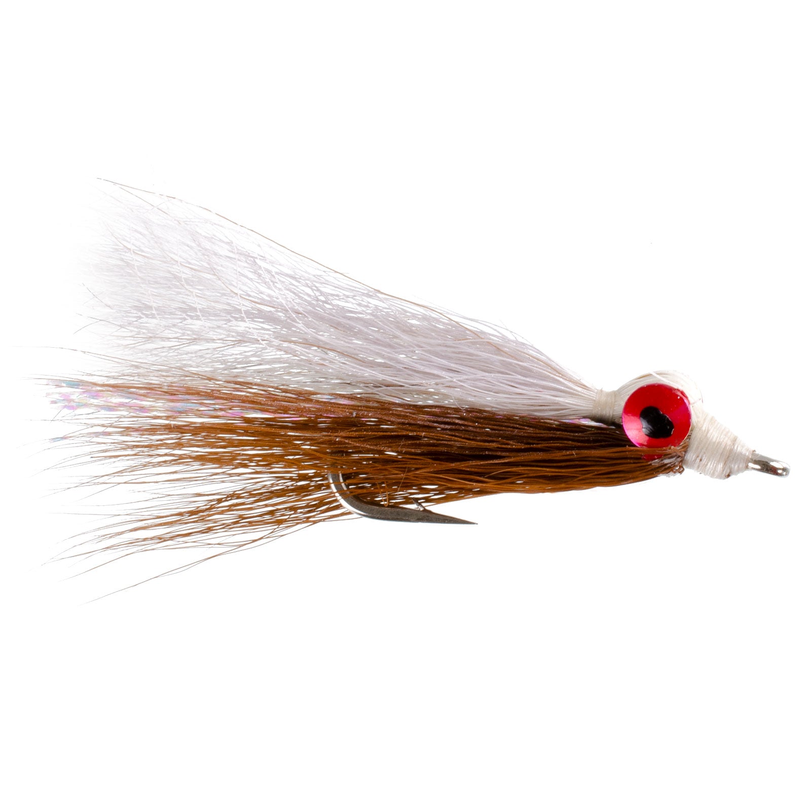 Clousers Deep Minnow Brown White - Streamer Fly Fishing Flies - 4 Saltwater and Bass Flies - Hook Size 1/0