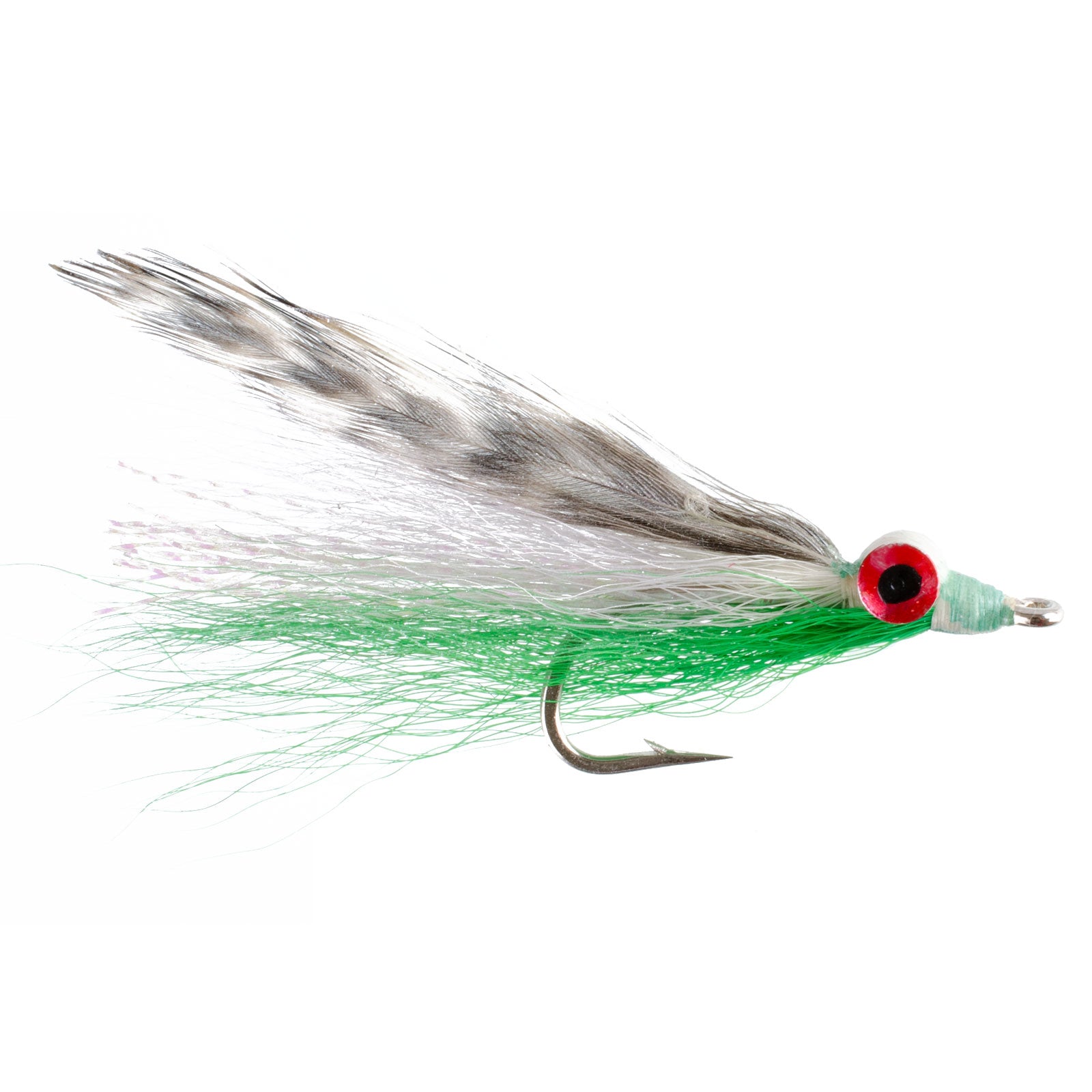 Clousers Clouceiver Deep Minnow Grizzly Green - Streamer Fly Fishing Flies - 4 Saltwater and Bass Flies - Hook Size 1/0