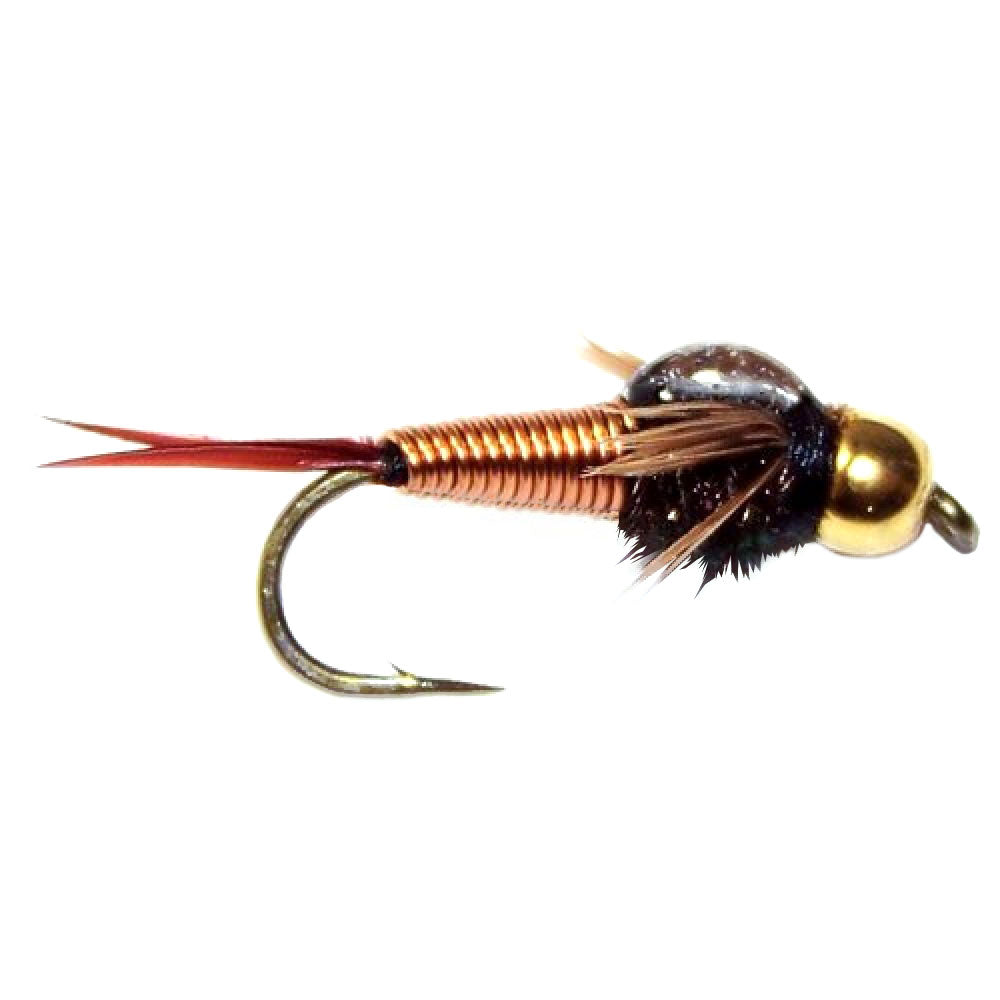 Tungsten Bead Head Copper John Nymph Fly Fishing Flies - Set of 6 Flies Hook Size 14