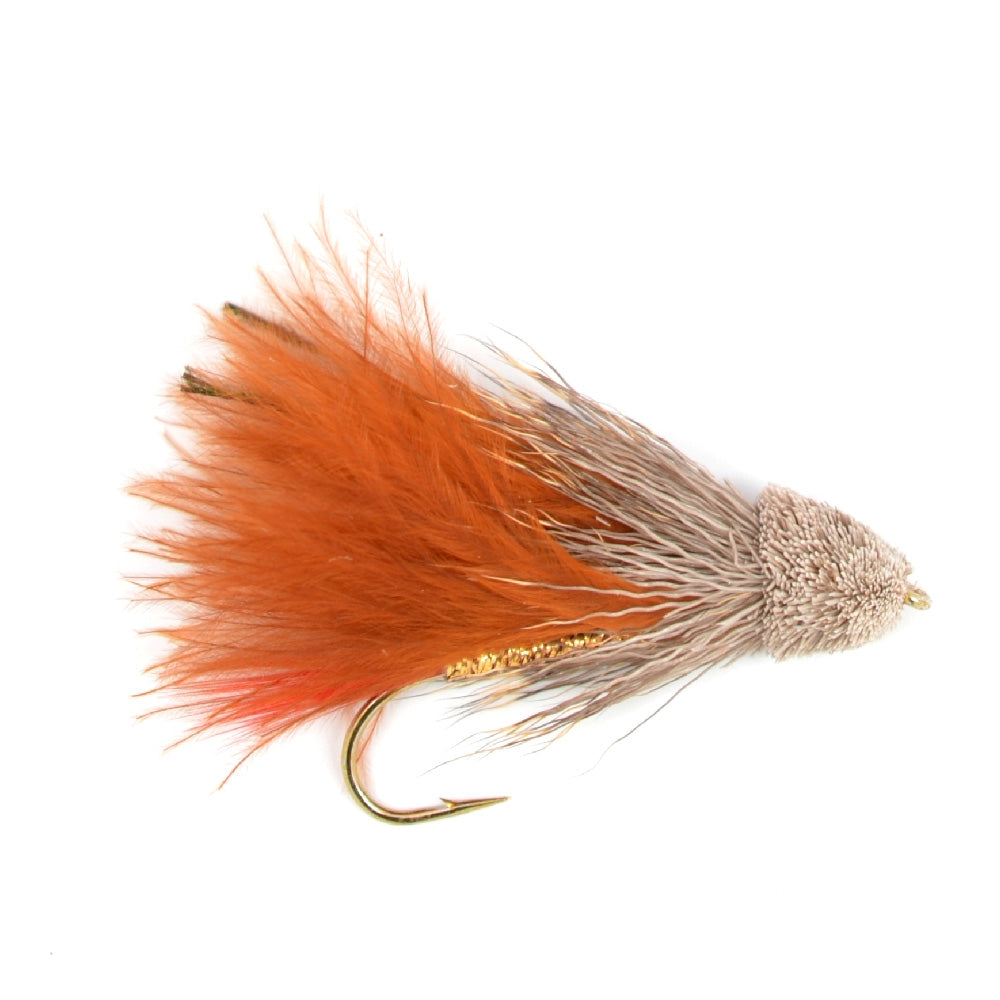Brown Marabou Muddler Minnow Streamer Moscas - 4 moscas de pesca con mosca - Tamaño del anzuelo 4