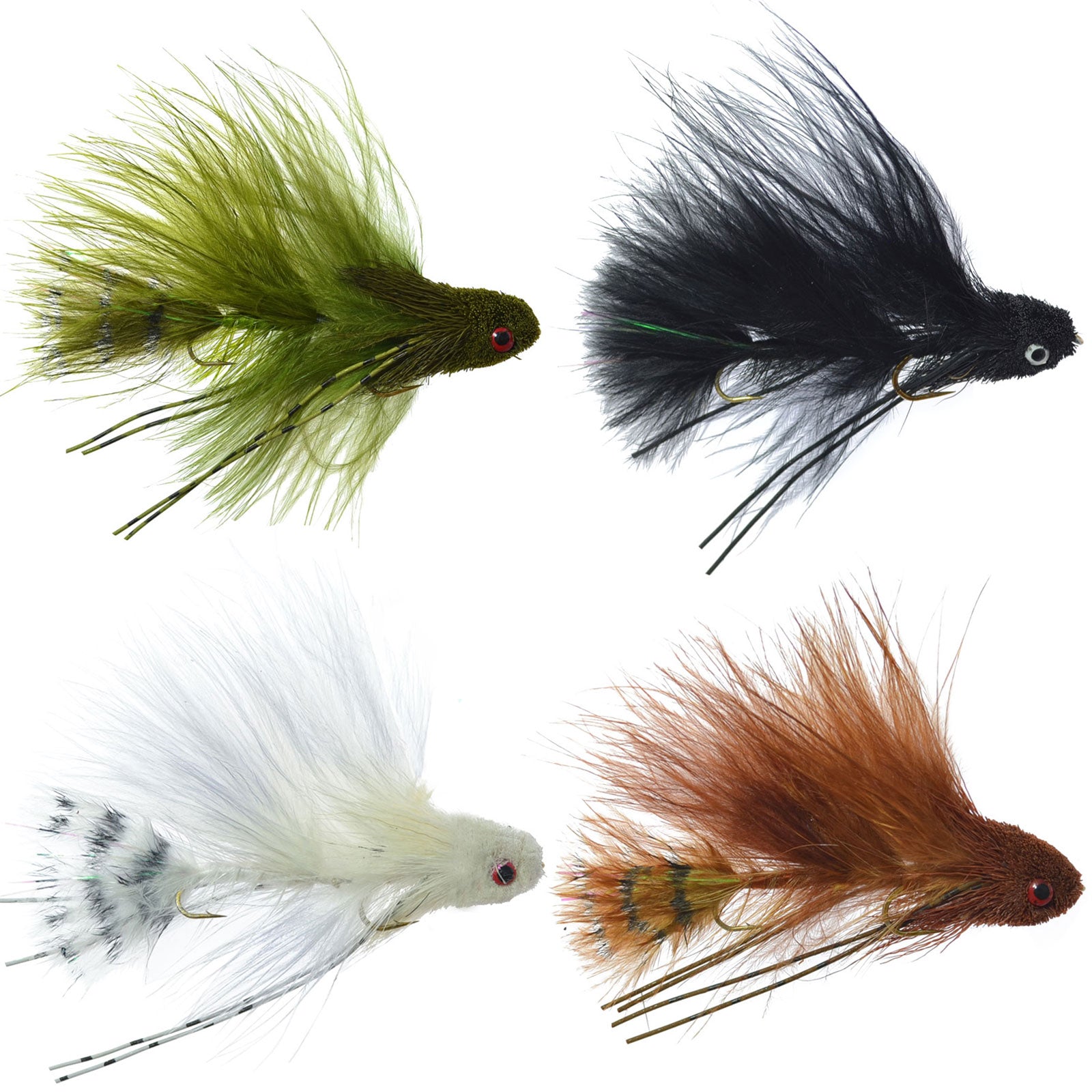 Mini Sex Dungeon Streamer Sampler - 4 colores - Tamaño 6 - Trucha articulada Bass Steelhead Salmón y lubina Moscas de pesca con mosca
