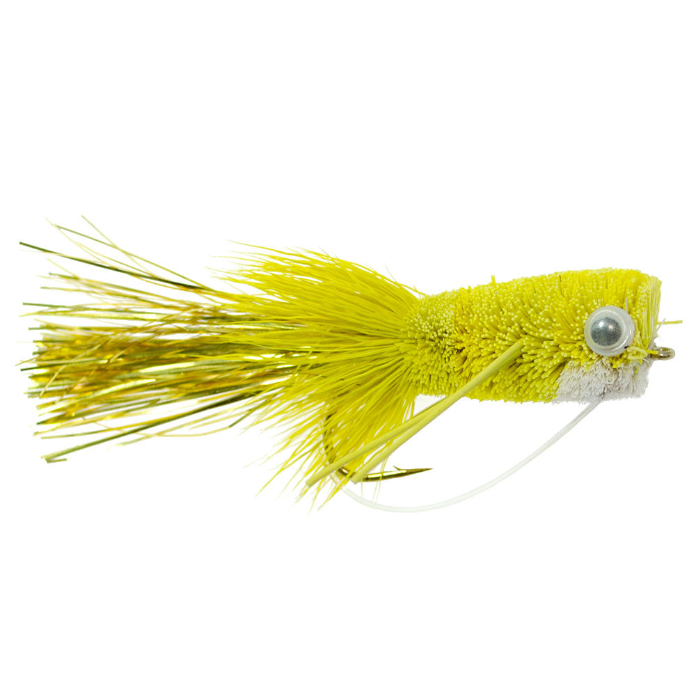 3 Pack Flashtail Bass Popper Size 8 - Yellow Bass Fly Fishing Bug Wide Gape Bass Hooks With Weed Guard