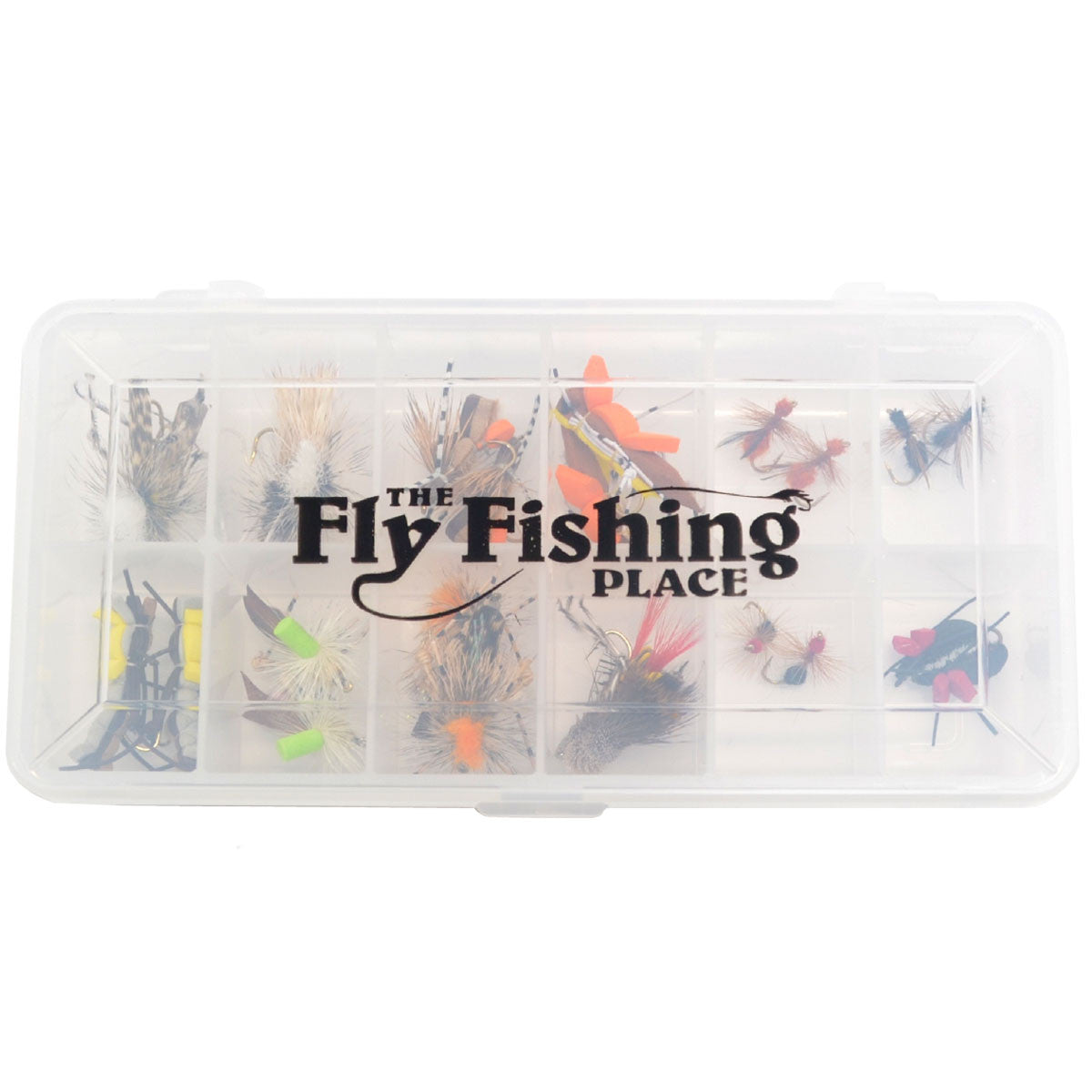 Trout Fly Assortment - Essential Terrestrials Fly Fishing Flies Collection - Includes Foam Hoppers, Ants, Beetles, and Cicadas - 2 Dozen Trout Flies with Fly Box