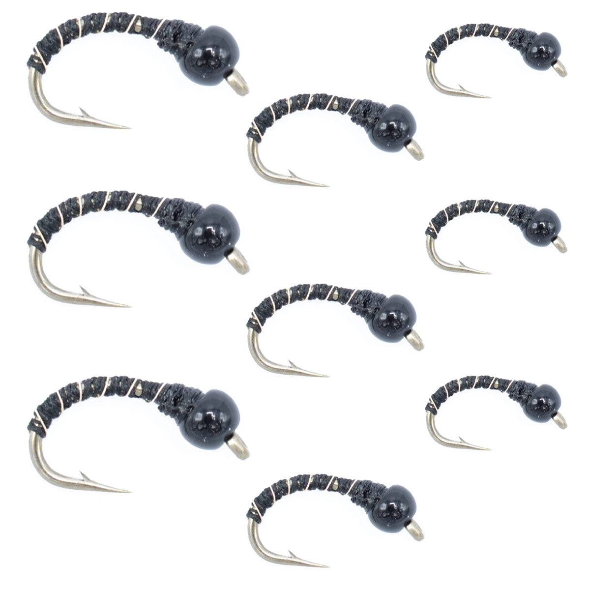 Black Zebra Midge Assortment 3 Each of 3 Sizes 14, 16, 18 - Tailwater Fly Fishing Flies Collection