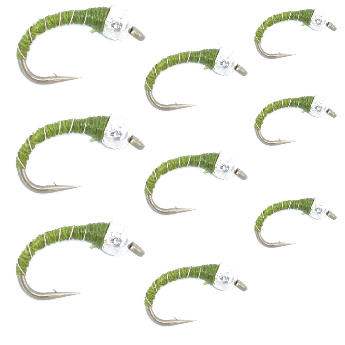 Olive Zebra Midge Surtido 3 cada uno de 3 tamaños 14, 16, 18 - Colección de moscas de pesca con mosca Tailwater