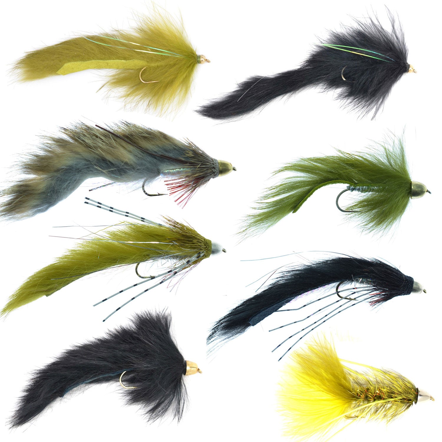 Set of 8 Slumpbuster Bouface Muddy Buddy Bunny Streamer Flies Collection for bass and trout fishing