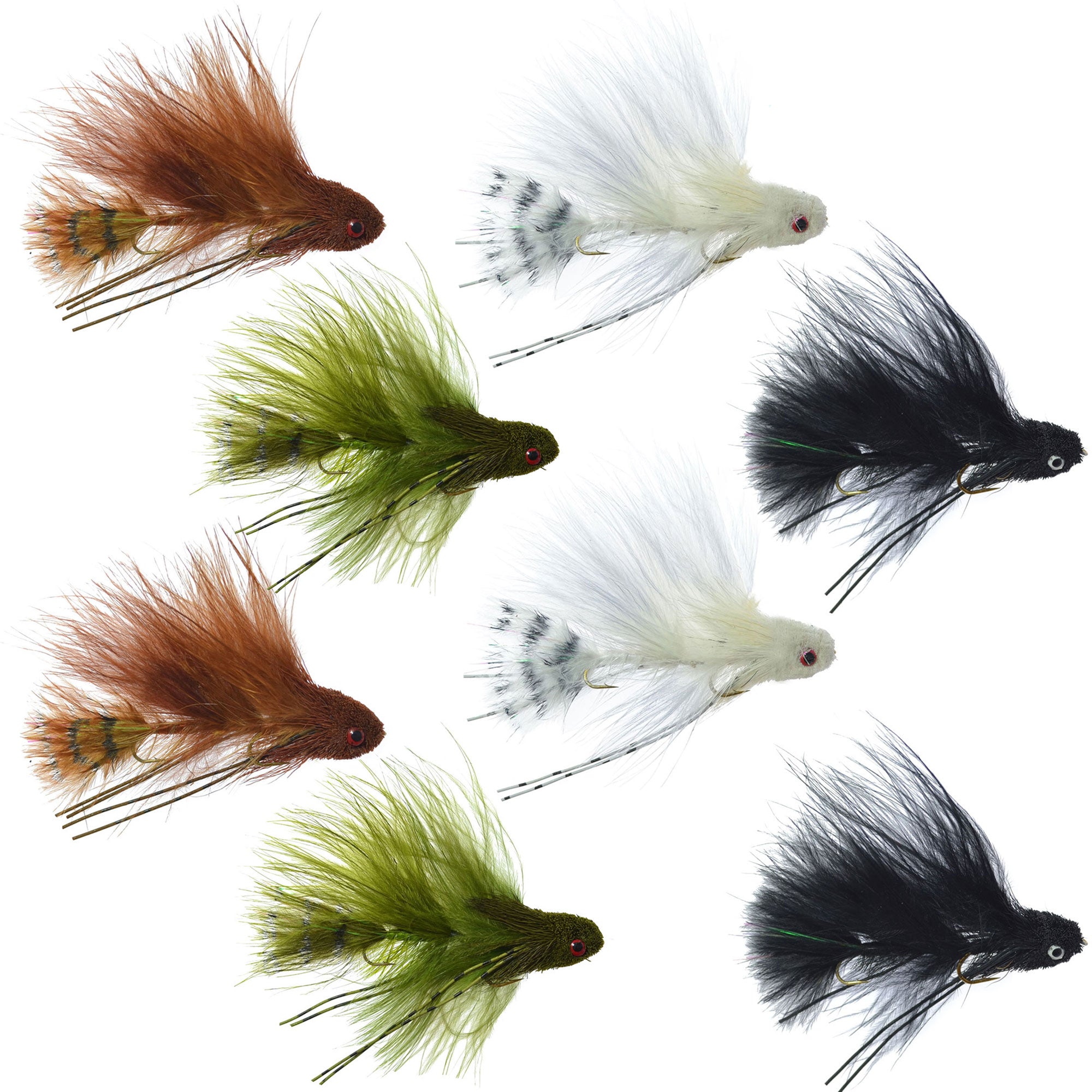 Set of Mini Sex Dungeon Streamer Wet Flies for Trout Fishing in Four Color Variations
