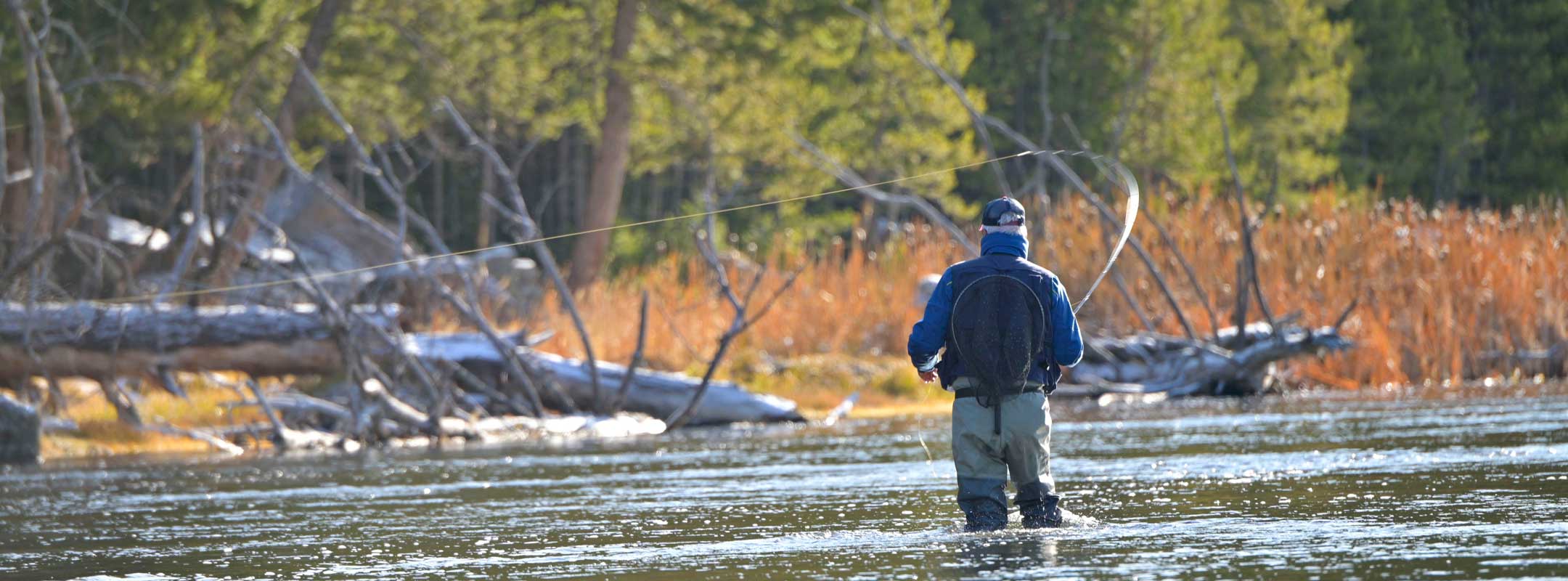 fly fishing a river with a hopper dropper fly rig