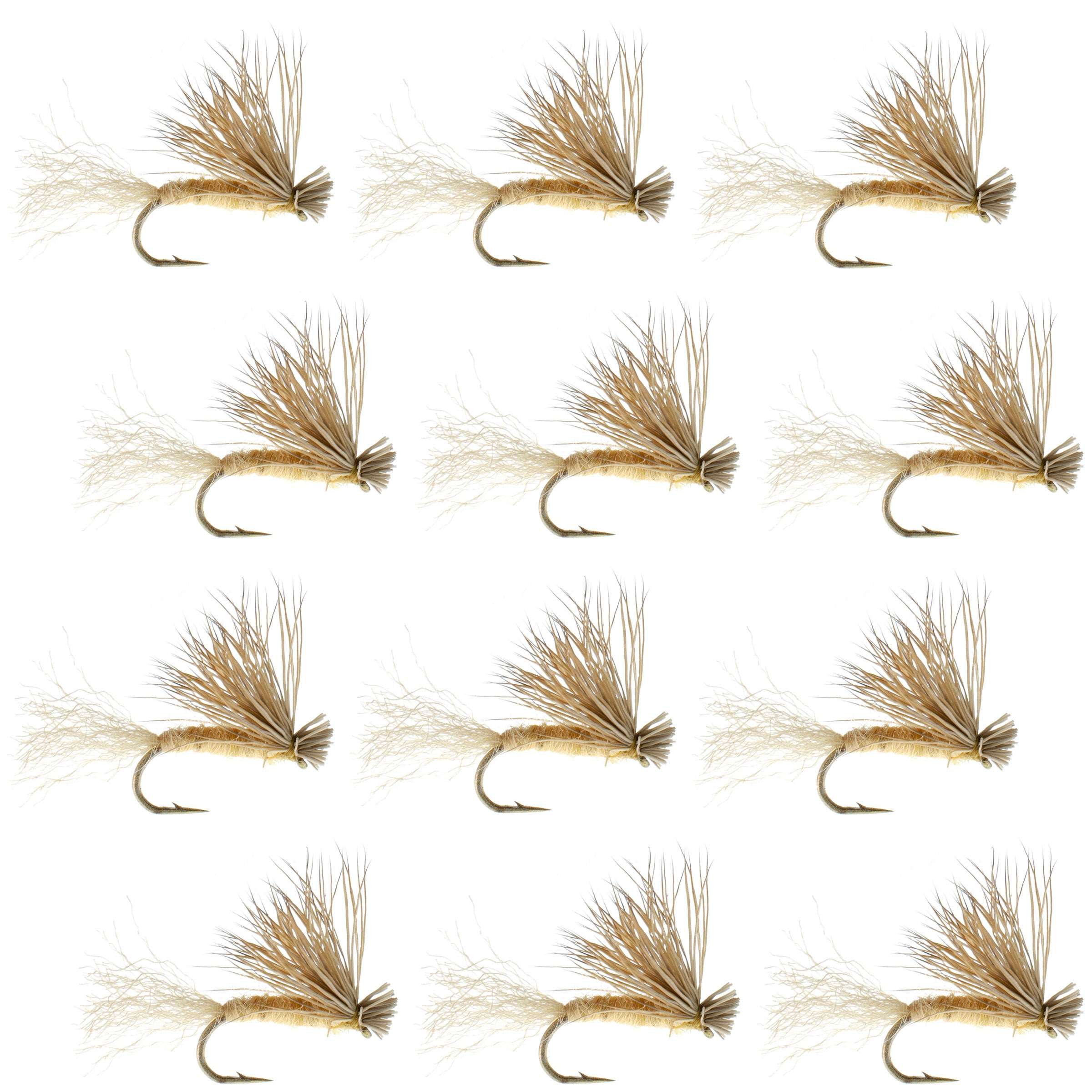 Barbless Tan X Caddis Emerging Caddis Adult Fly - 12 Flies Size 18