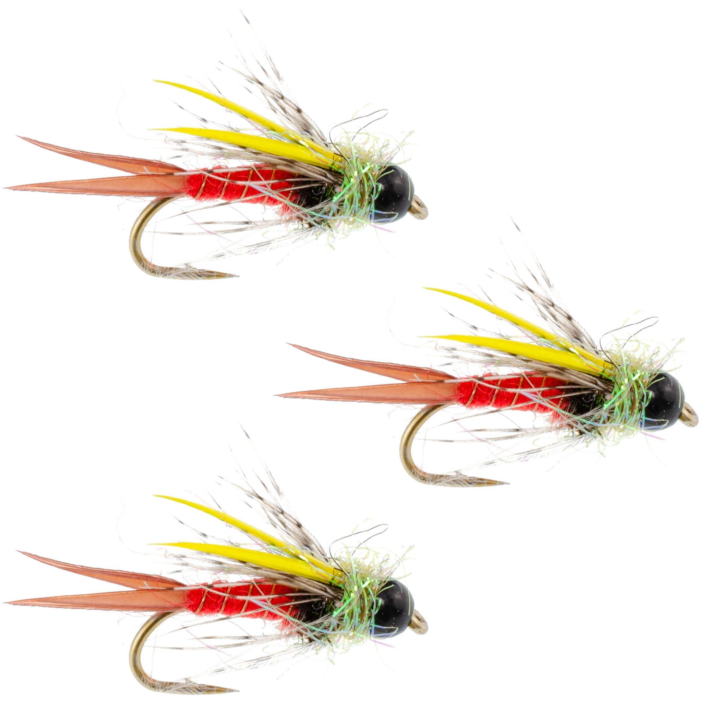 3 Pack Tungsten Bead Head Nicks Prince Special Nymph Fishing Flies - H