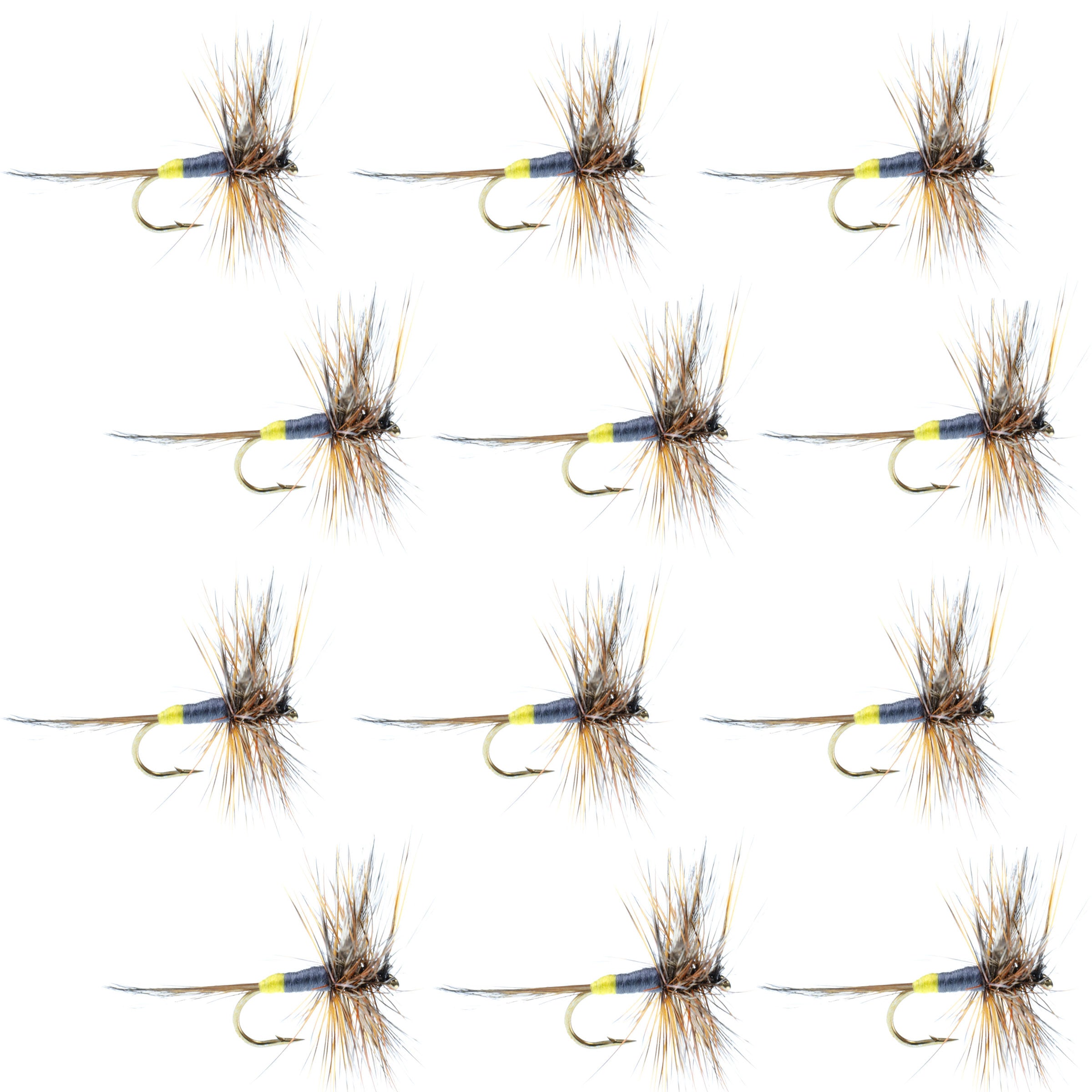 Adams Female Classic Dry Fly - 1 docena de moscas - Tamaño del anzuelo 12