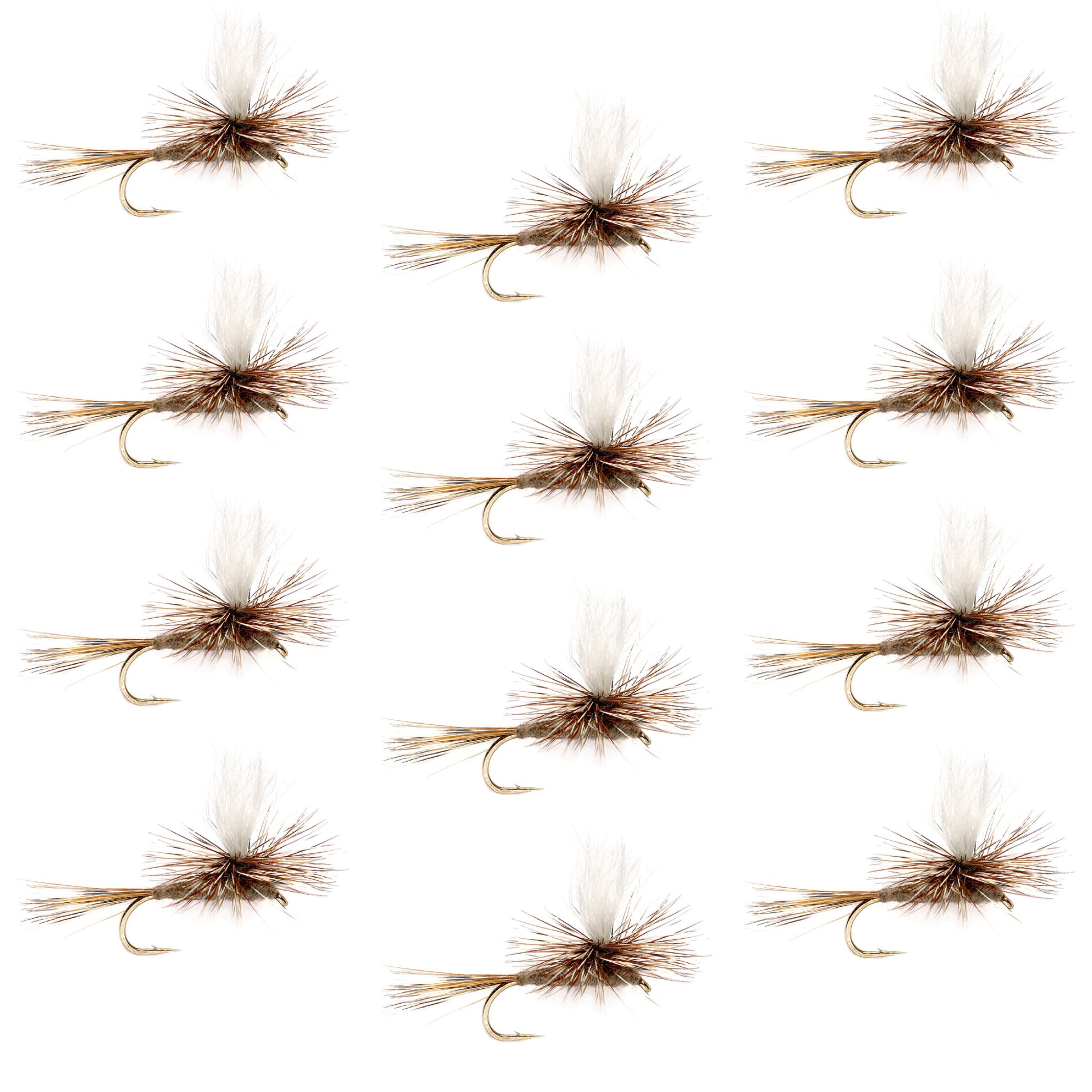 Adams Parachute Classic Dry Fly - 12 Flies Hook Size 12