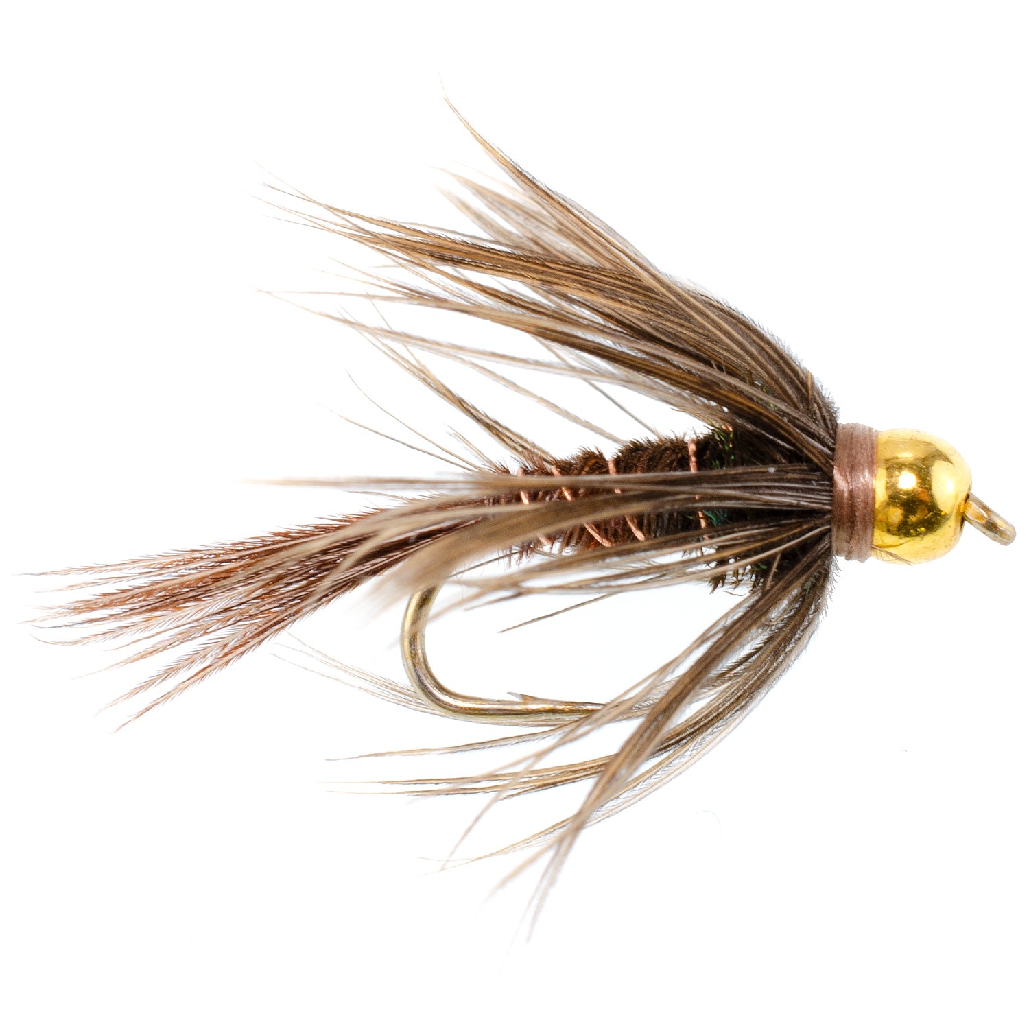 Soft Hackle Bead Head Pheasant Tail Nymph Fly Fishing Flies - 6 Flies Hook Size 12
