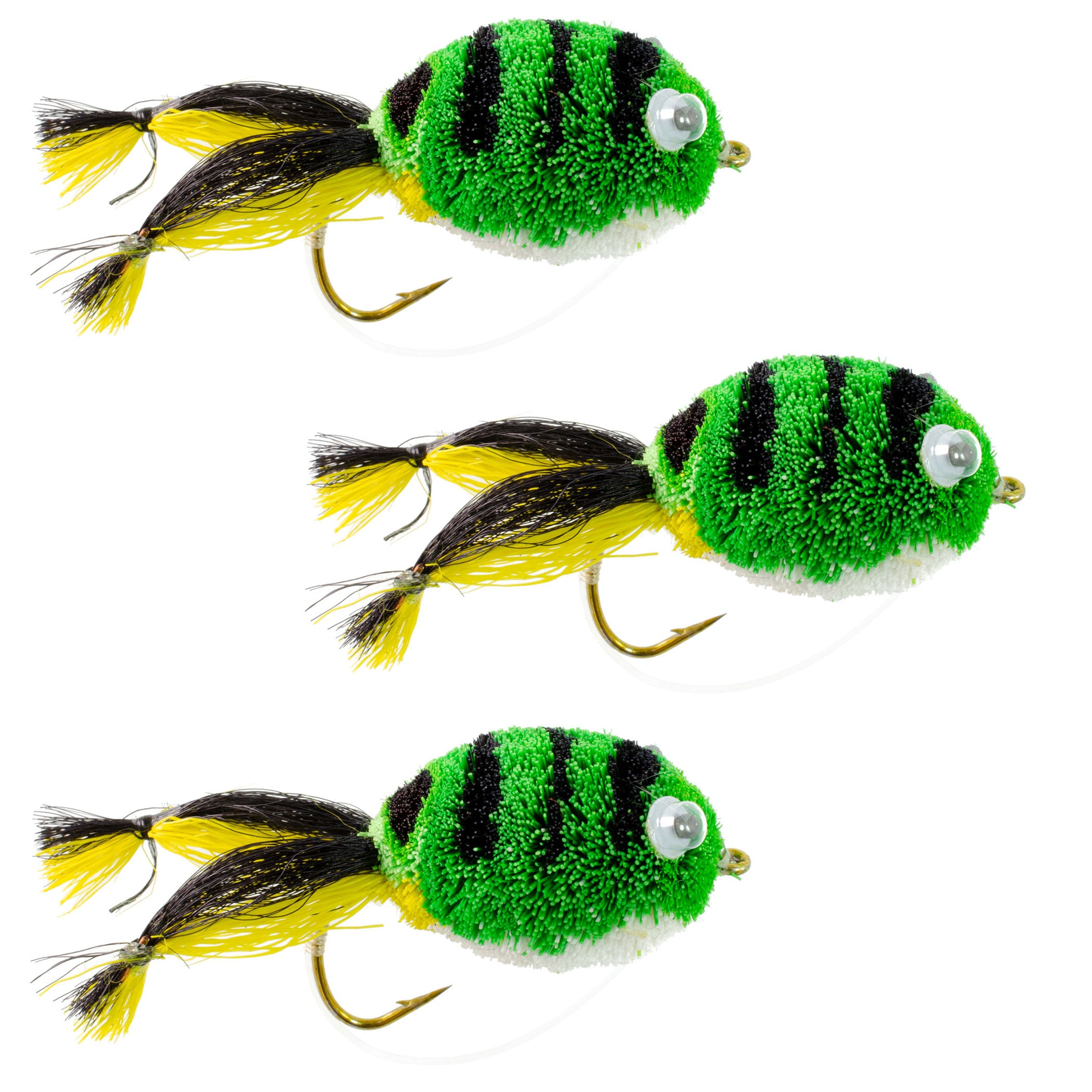 3 Pack Messingers Frog Bass Fly Fishing Bug Wide Gape Bass Hooks With Weed Guard
