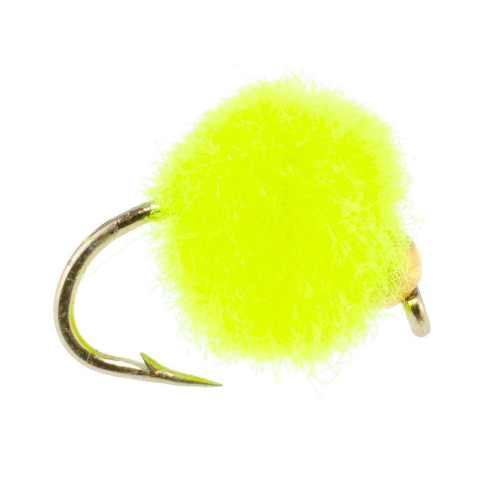 Bead Head Hot Chartreuse Egg Fly Fishing Flies - 1 Dozen Flies Hook Size 16
