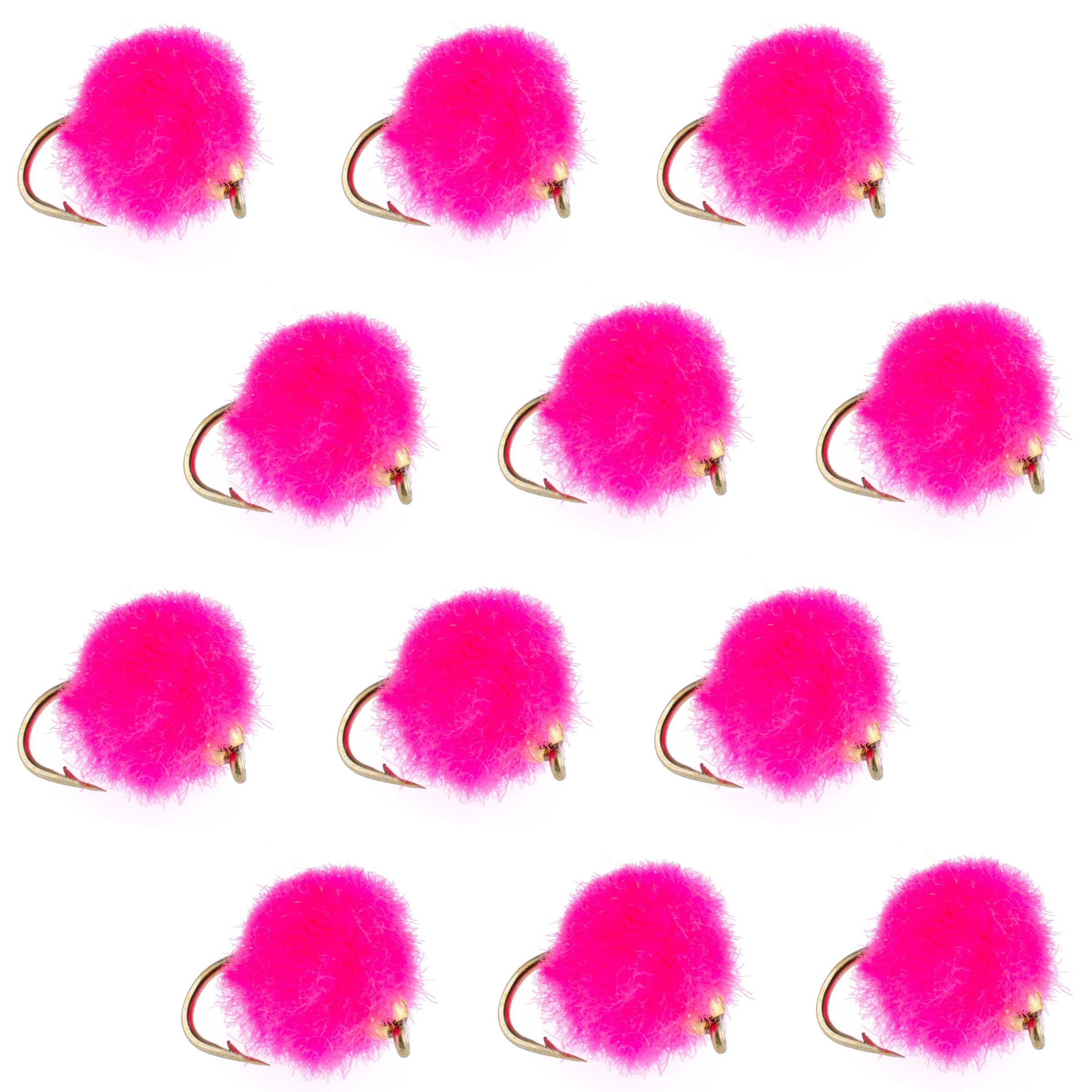 Bead Head Hot Pink Egg Fly Fishing Flies - 1 Dozen Flies Hook Size 16