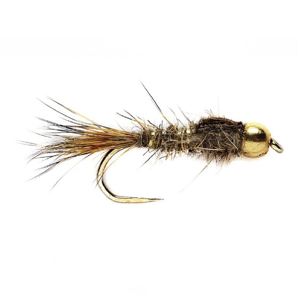 Barbless Bead Head Gold Ribbed Hare's Ear Nymph 1 Dozen Flies Hook Size 16