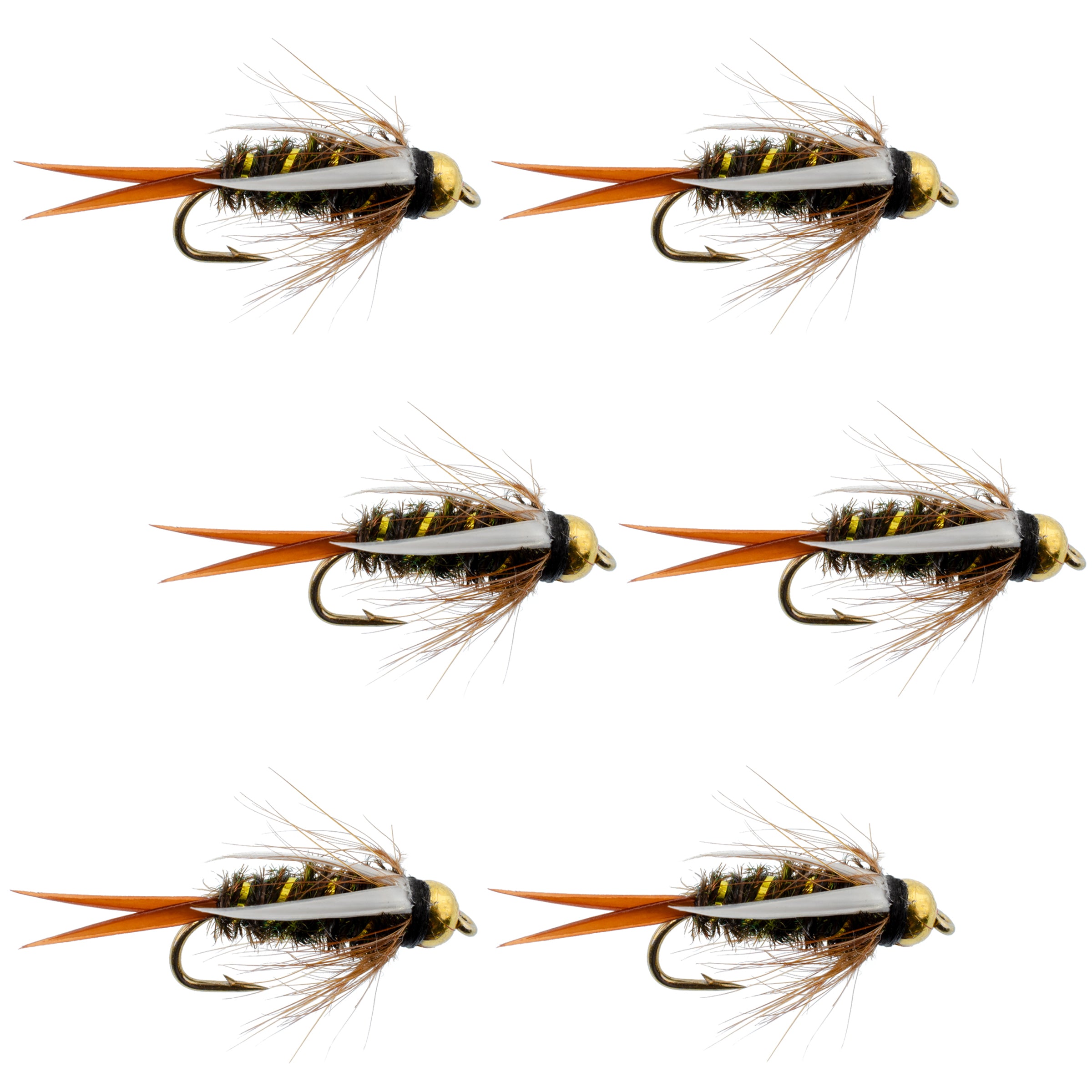 Bead Head Prince Nymph Fly Fishing Flies - Set of 6 Flies Hook Size 10