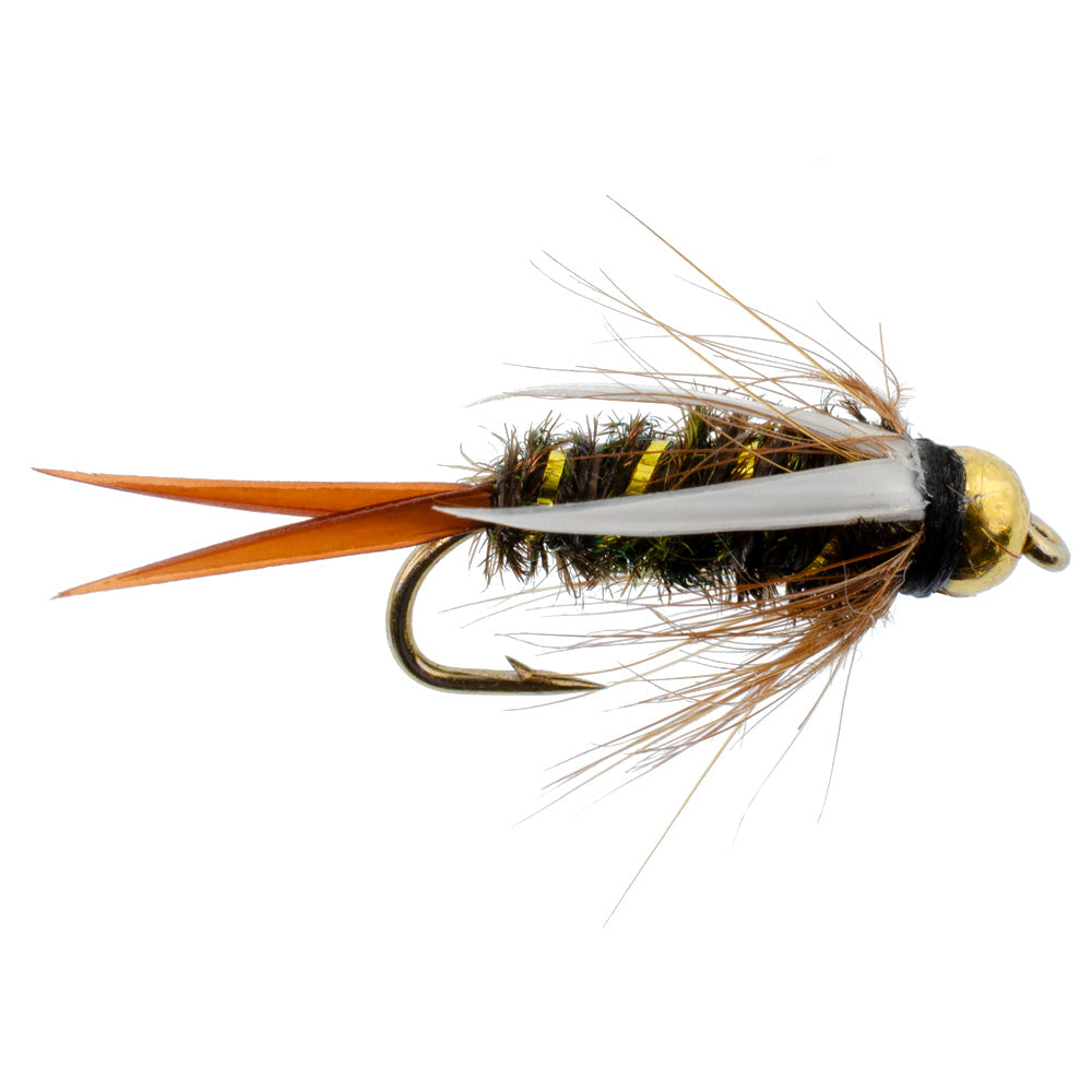 Bead Head Prince Nymph Moscas de pesca con mosca – 1 docena de moscas gancho tamaño 14