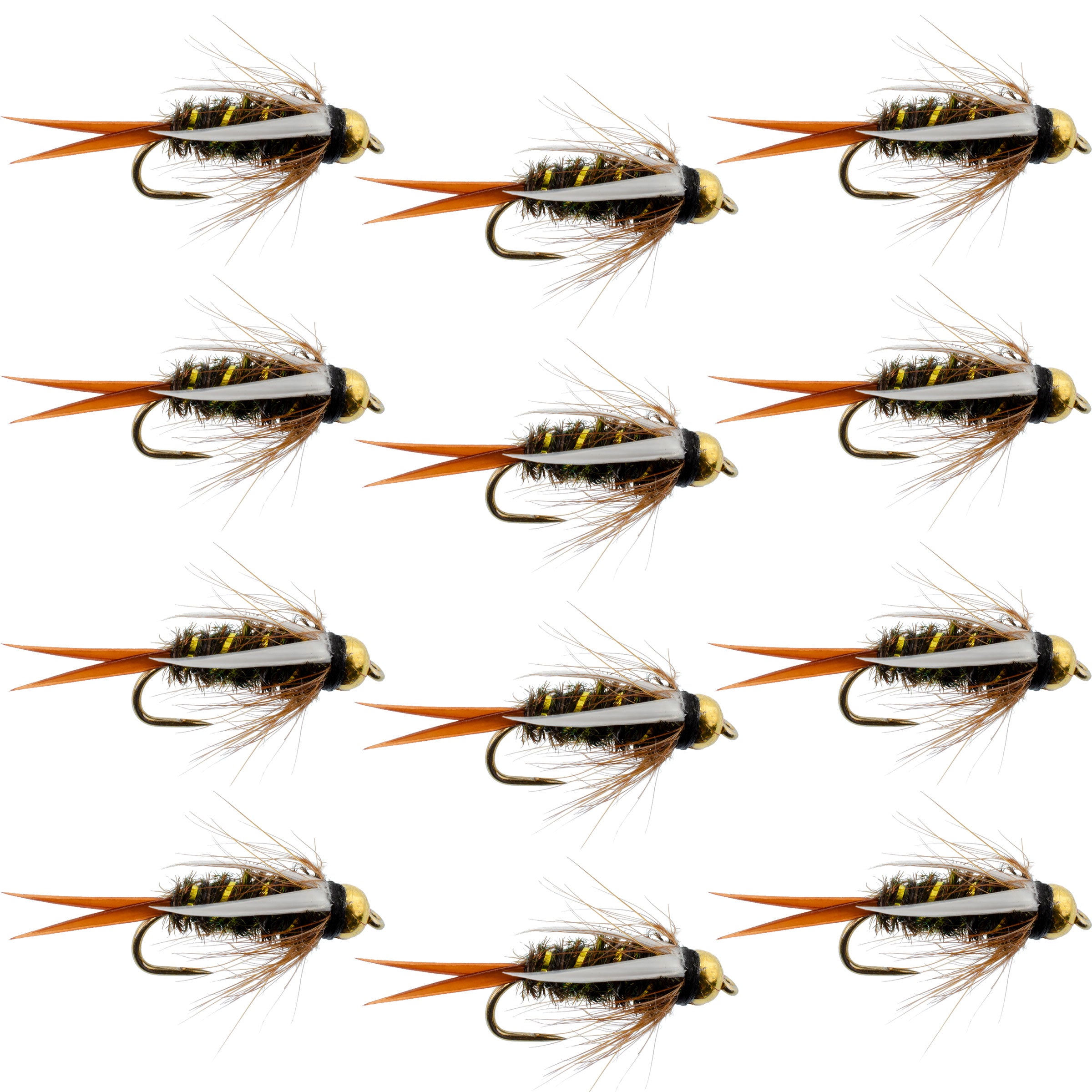 Barbless Bead Head Prince Nymph Fly Fishing Flies - 1 Dozen Flies Hook Size 16