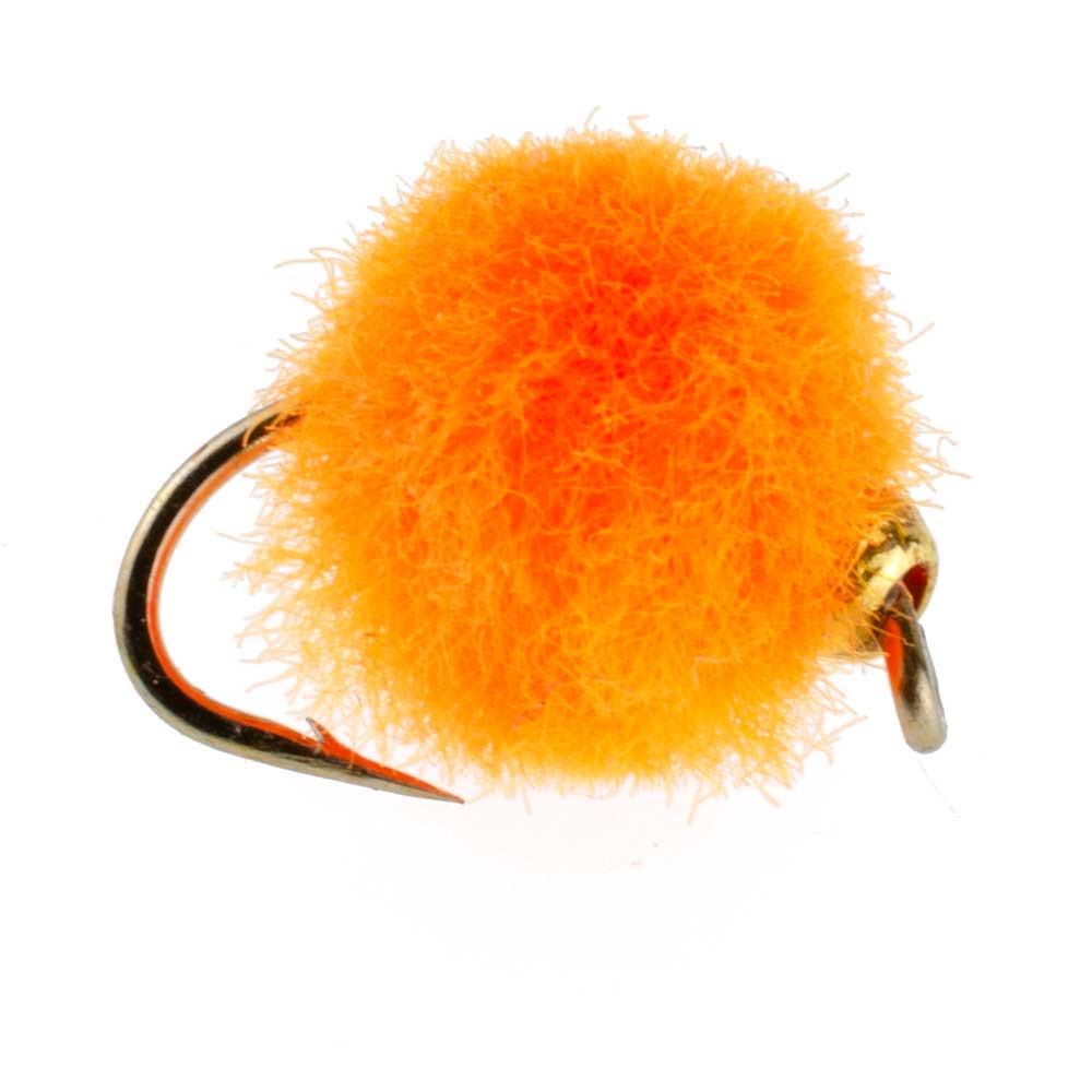 Bead Head Hot Orange Egg Fly Fishing Flies - 1 Dozen Flies Hook Size 16