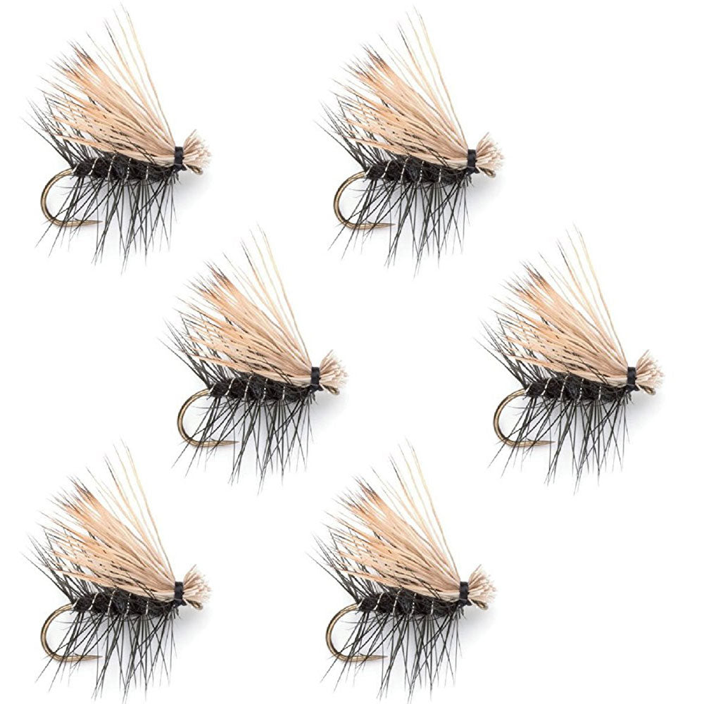 Black Elk Hair Caddis Classic Trout Dry Fly - Set of 6 Flies Size 14