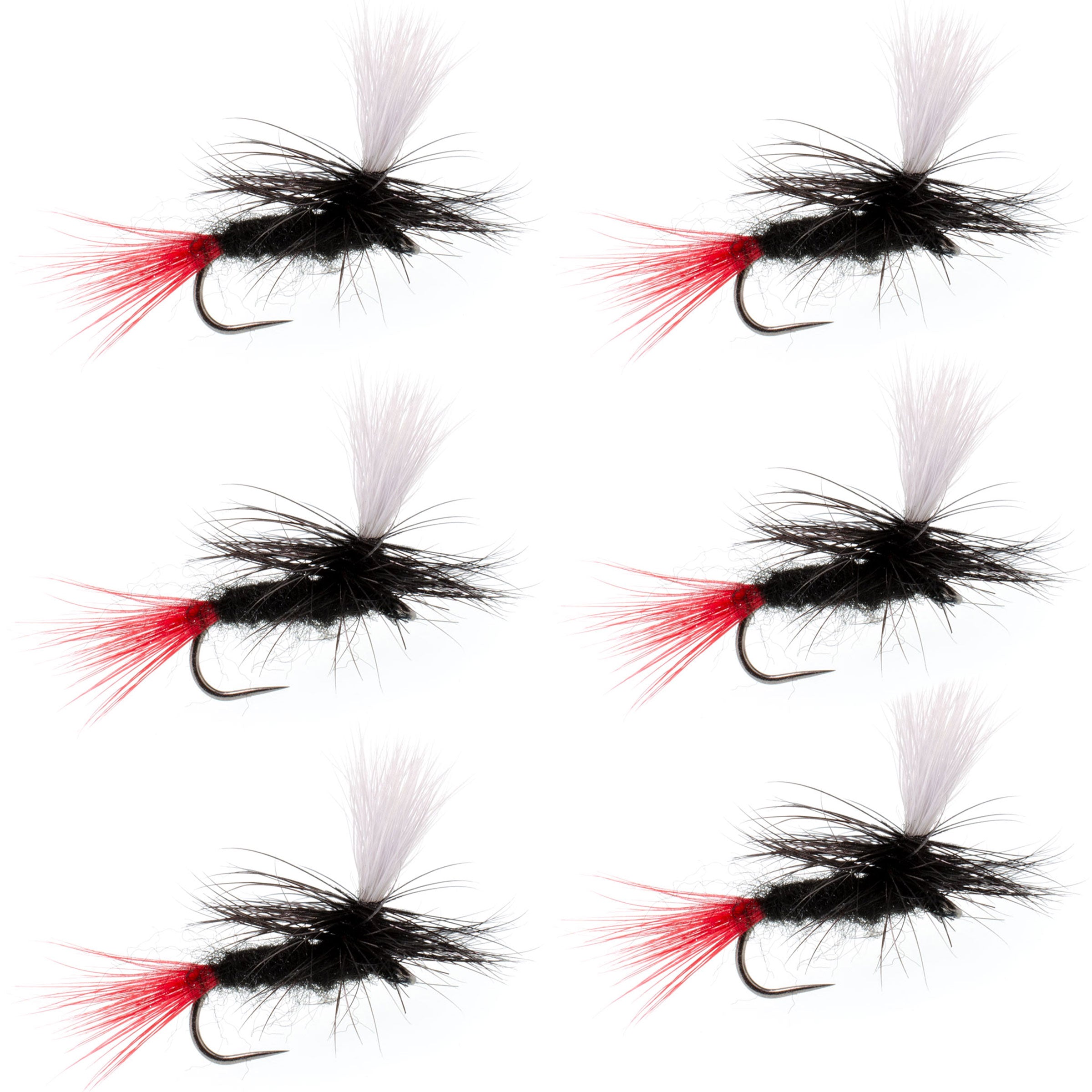 Barbless Parachute Black Gnat Red Tail Dry Fly - 6 Flies - Size 12