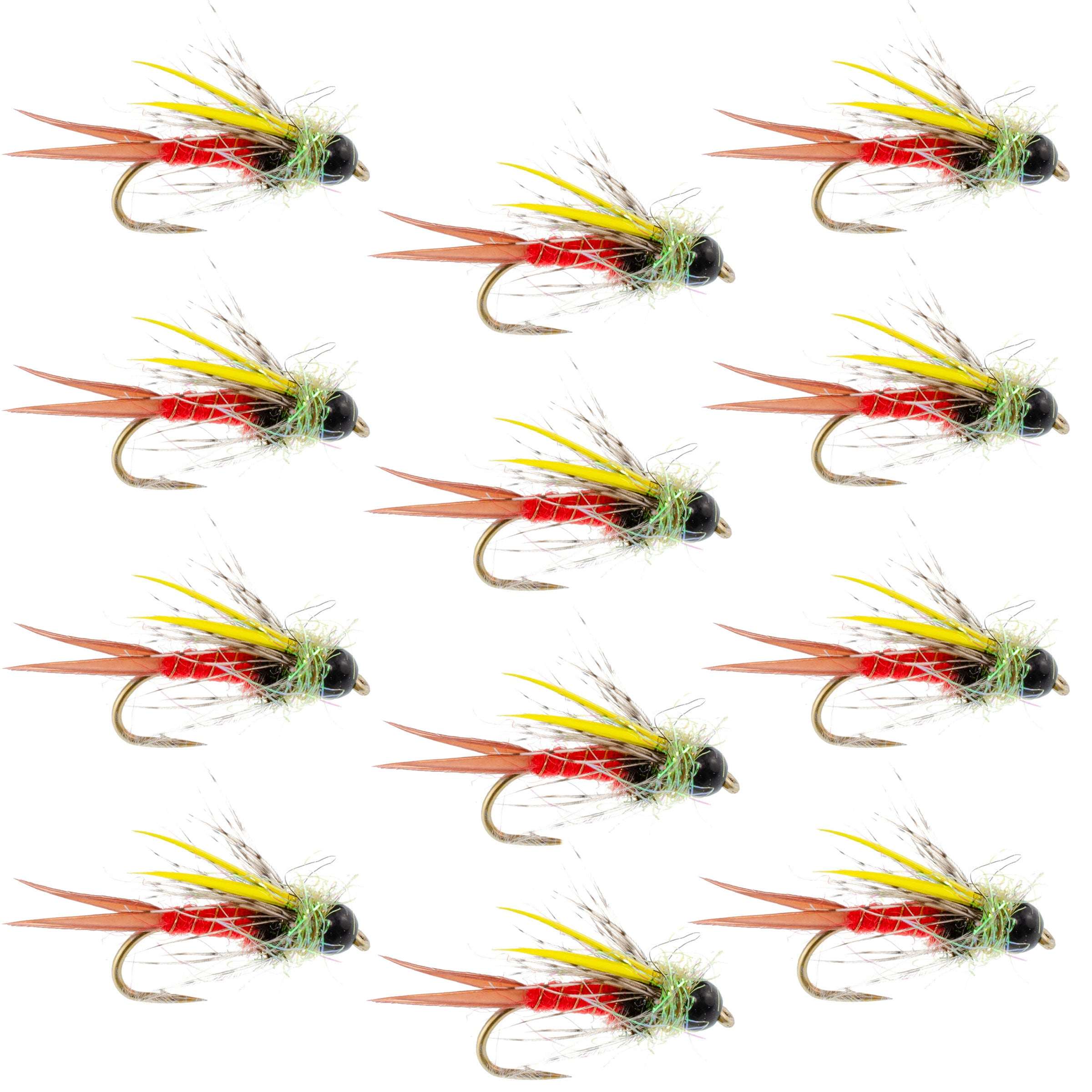 Tungsten Bead Head Nicks Prince Special Nymph Fishing Flies - 12 Flies Hook Size 10